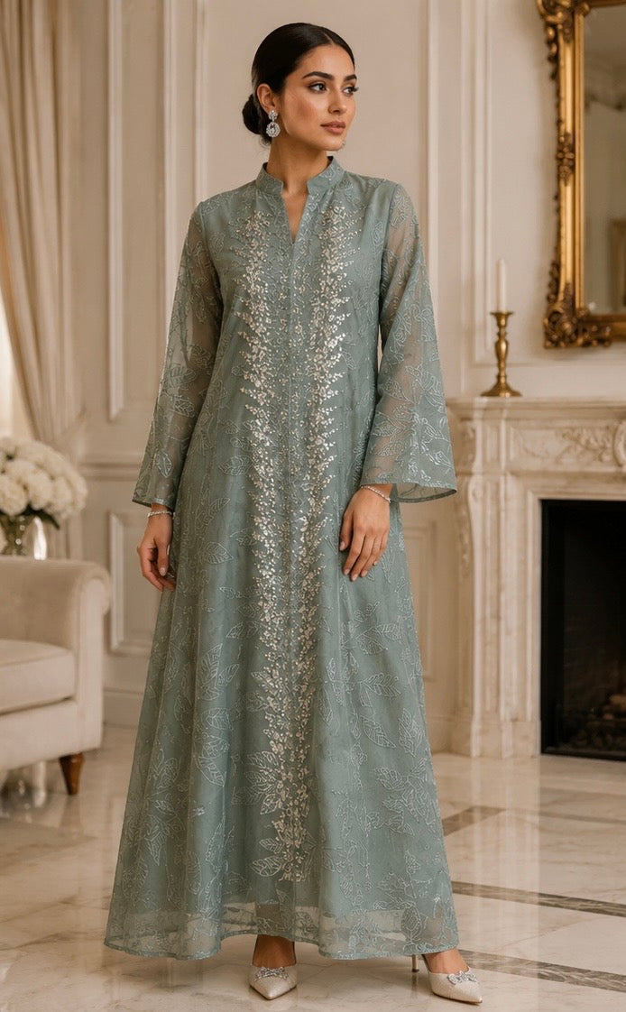 Laurel Whisper Abaya | Embroidered Sequin