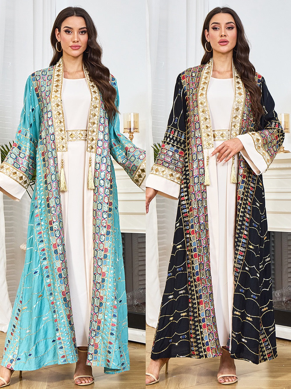 The Zahra Embellished Open Abaya – Multi-Color Collection (LX33)