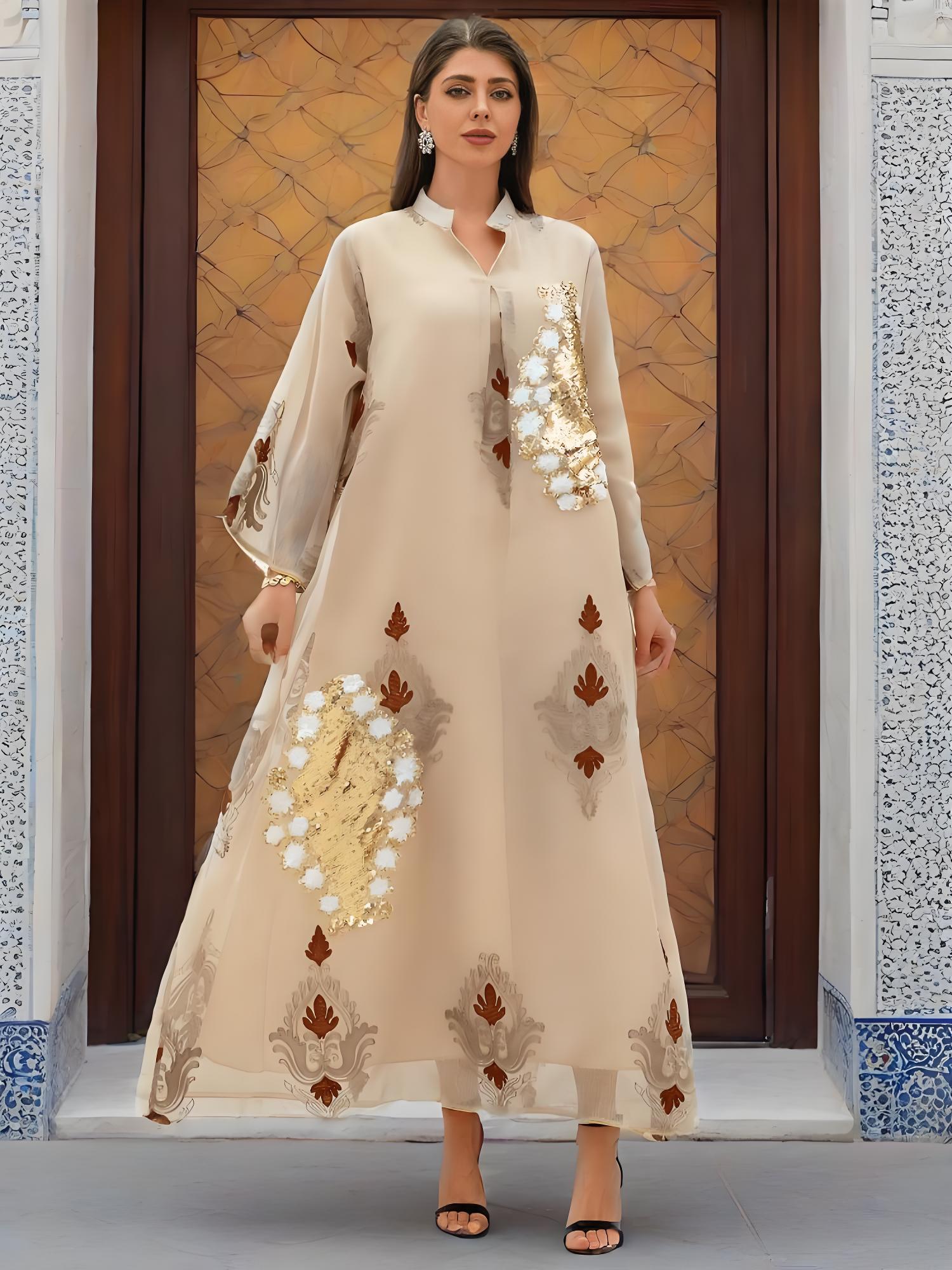 LX09 Eid abaya/ramadan abaya/ Eid dresses Majestic Sequin Elegance A-Line Abaya