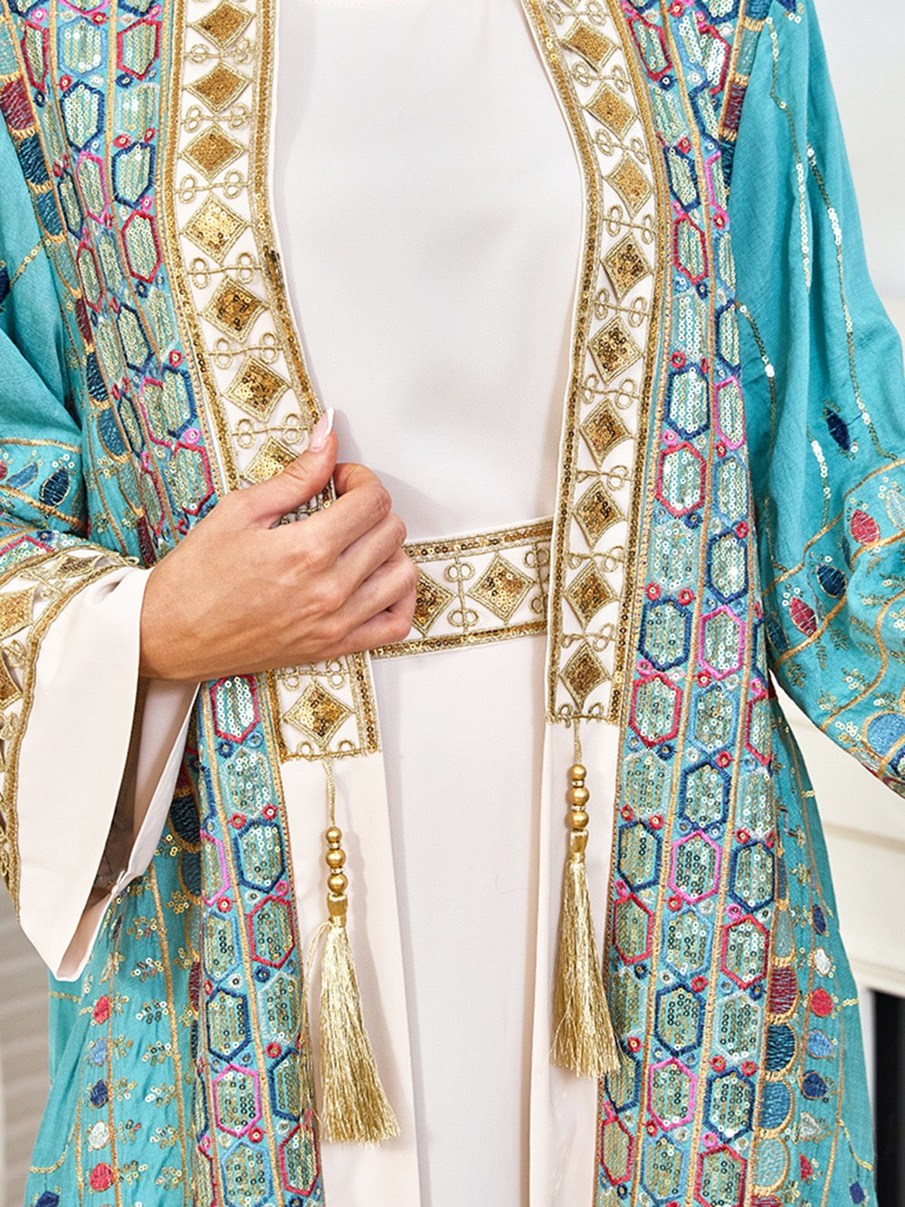 The Zahra Embellished Open Abaya – Multi-Color Collection (LX33)