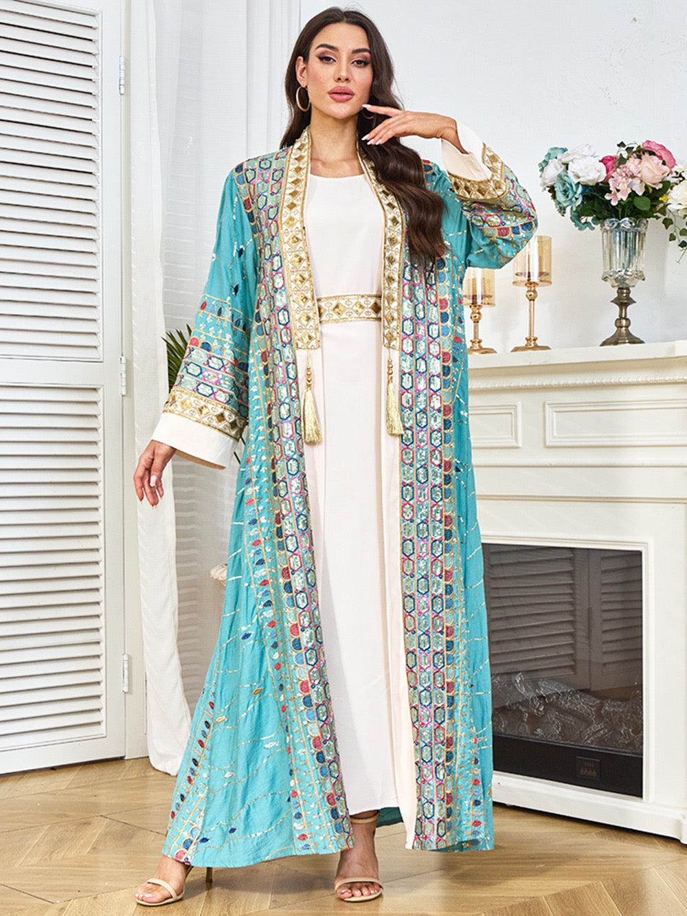The Zahra Embellished Open Abaya – Multi-Color Collection (LX33)
