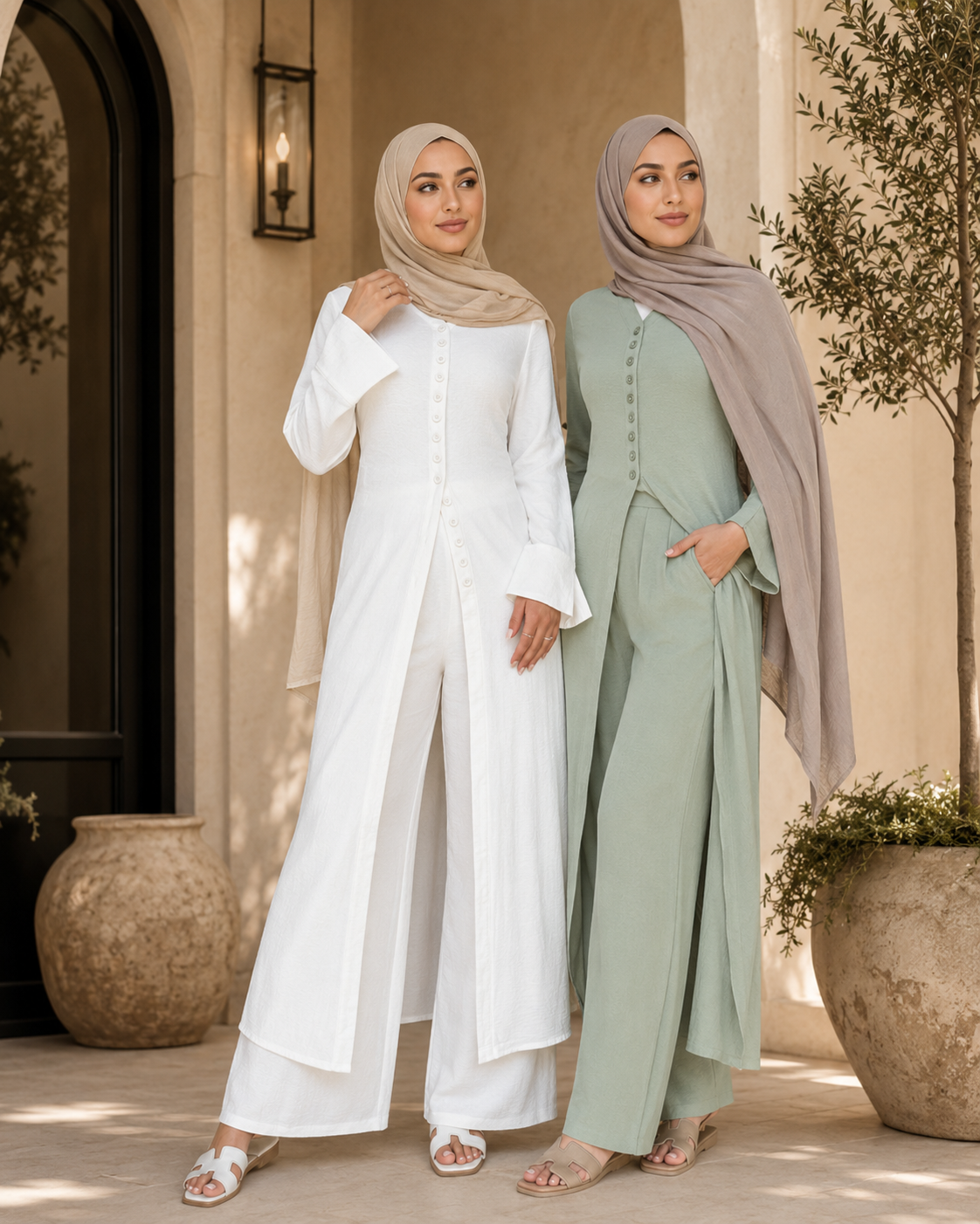 Veyra Button-Detail Modest Co-ord Set - Daily and Ramadan Modest outfit