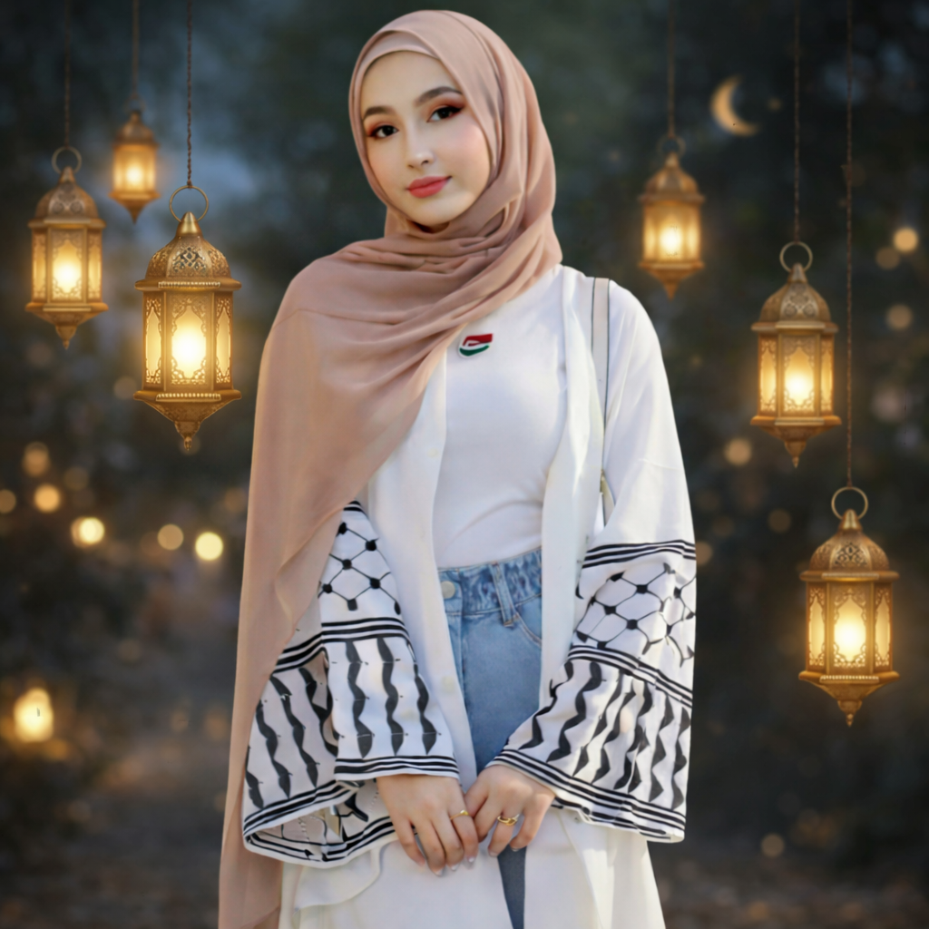 Palestinian Style Embroidered Elegance Open Abaya - Daily and Ramadan Modest Long Dress (D1)