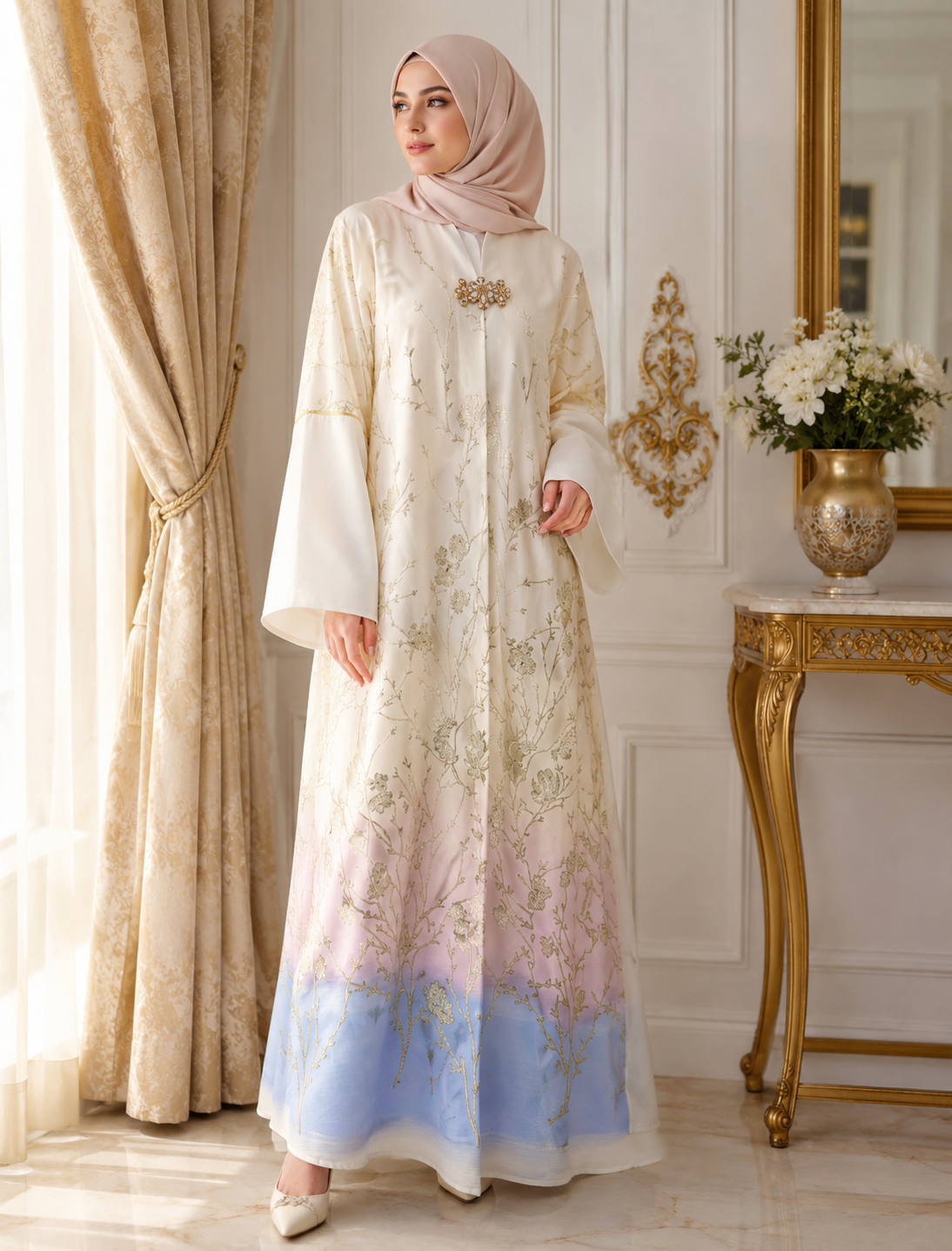 Royal Bloom Embroidered Abaya | Eid Party