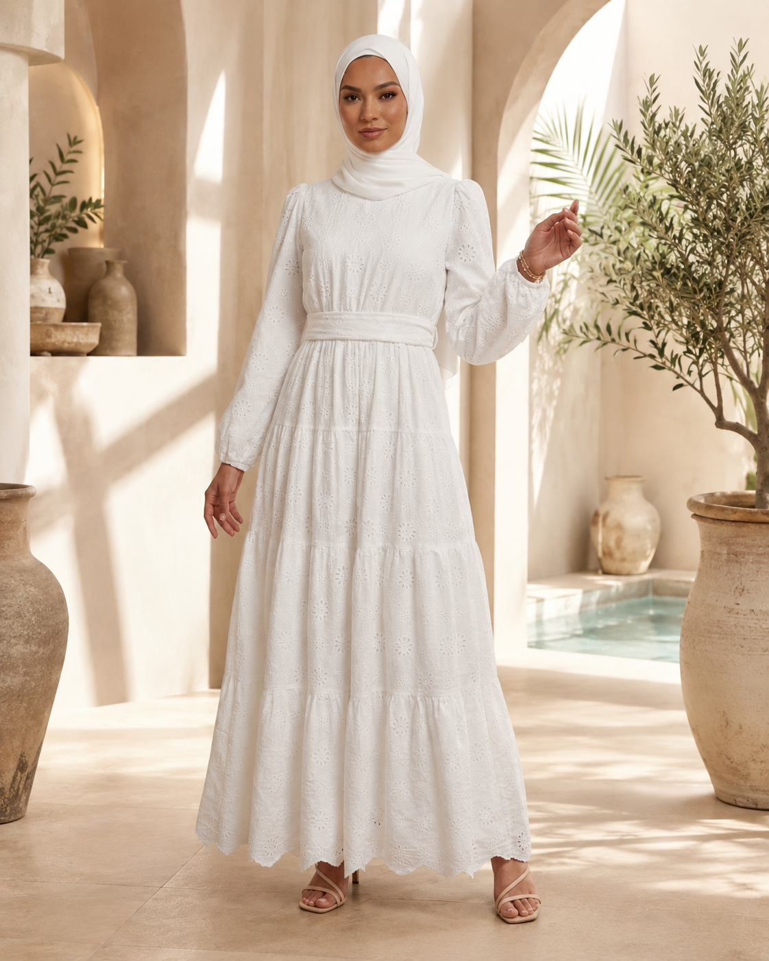 white eyelet maxi dress Off Lace Sleeveless 52 inches * Woven fabrication * Made with natural fiber * 100% Cotton A WHITE EYELET MAXI DRESS