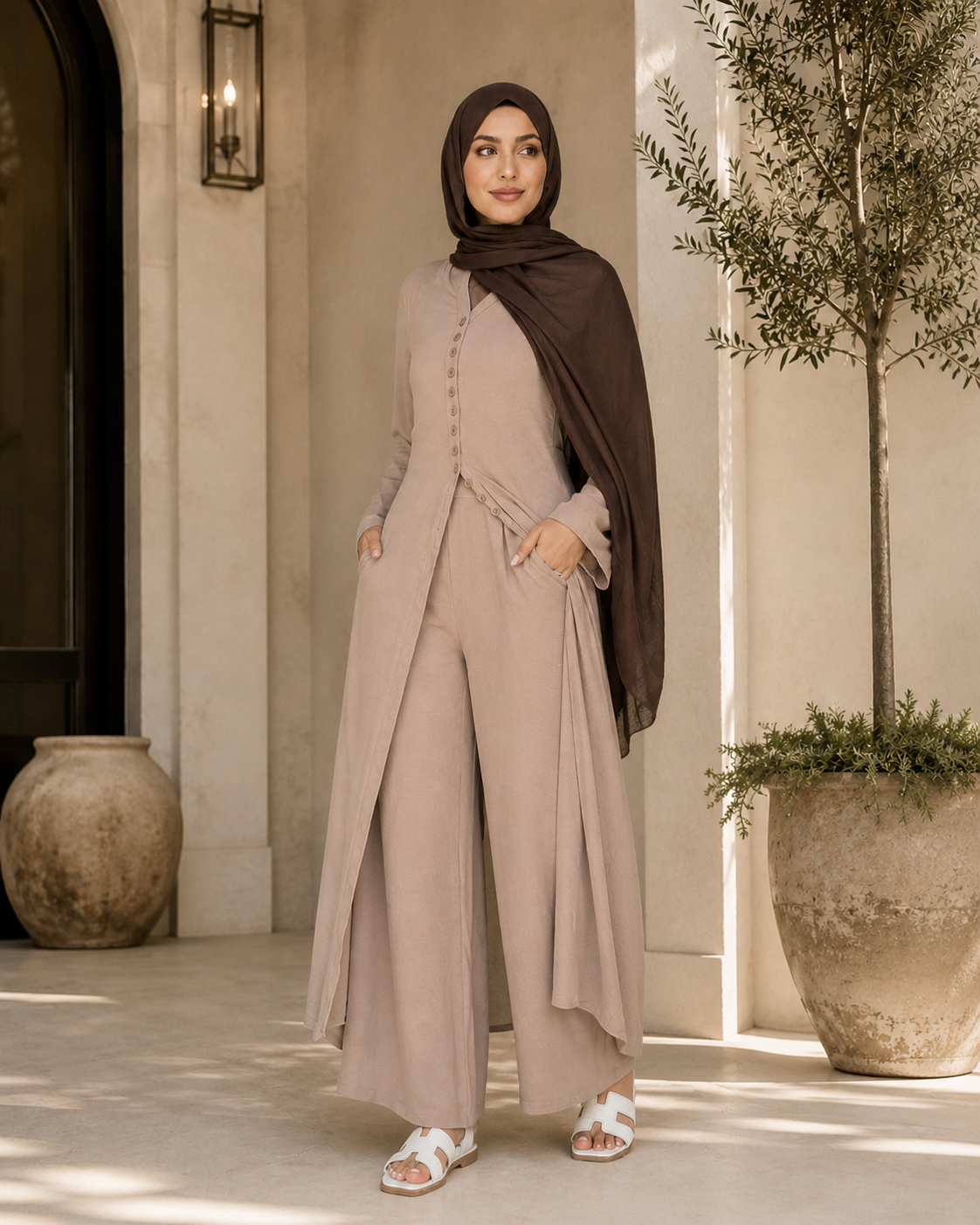 Veyra Button-Detail Modest Co-ord Set - Daily and Ramadan Modest outfit