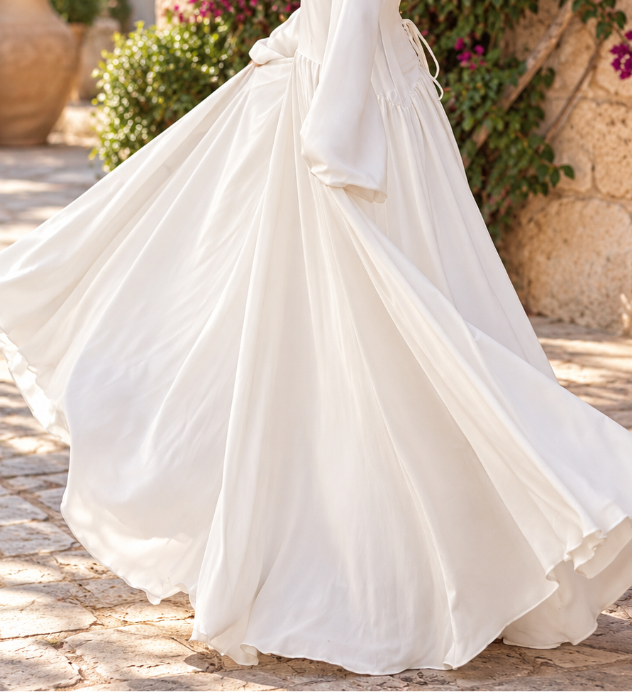 Marina Cinched-Waist Double-Layer Maxi Dress