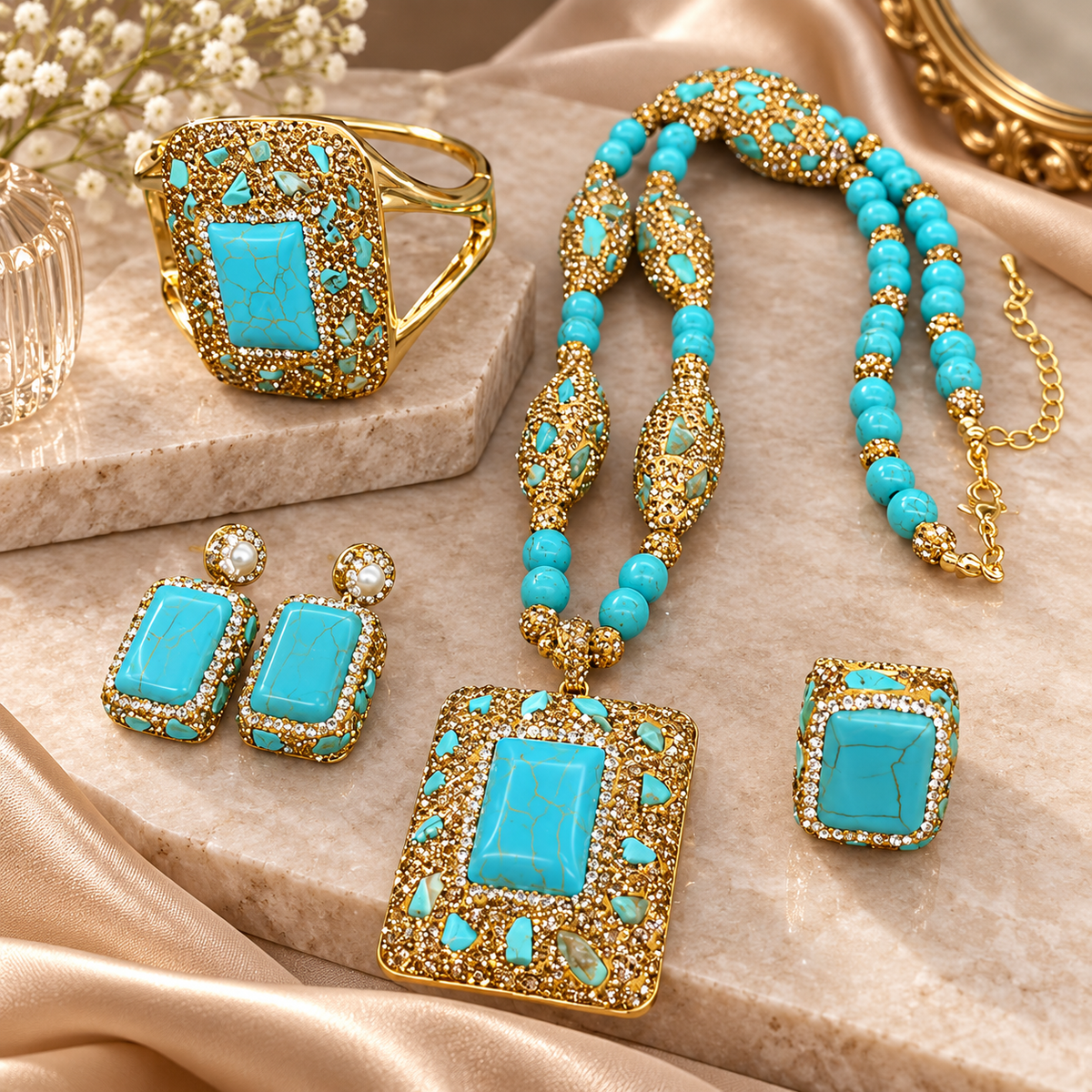 Fayruz Turquoise Statement Jewelry Set