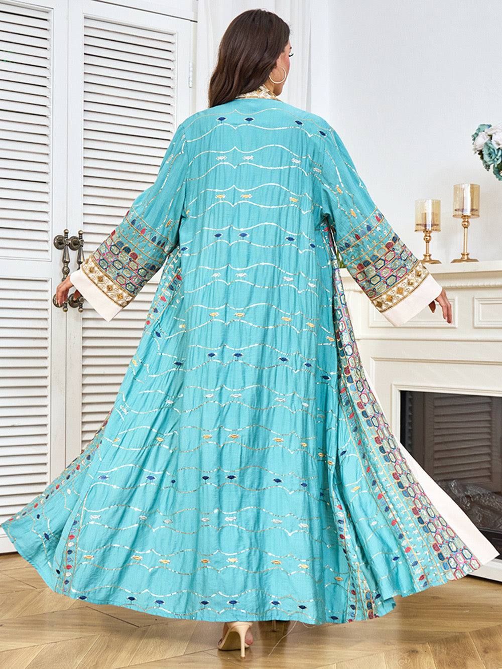 The Zahra Embellished Open Abaya – Multi-Color Collection (LX33)