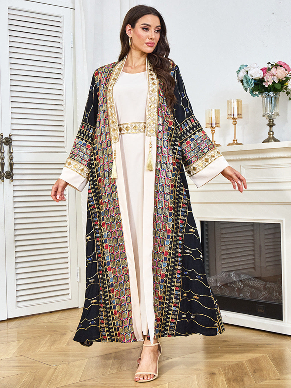 The Zahra Embellished Open Abaya – Multi-Color Collection (LX33)