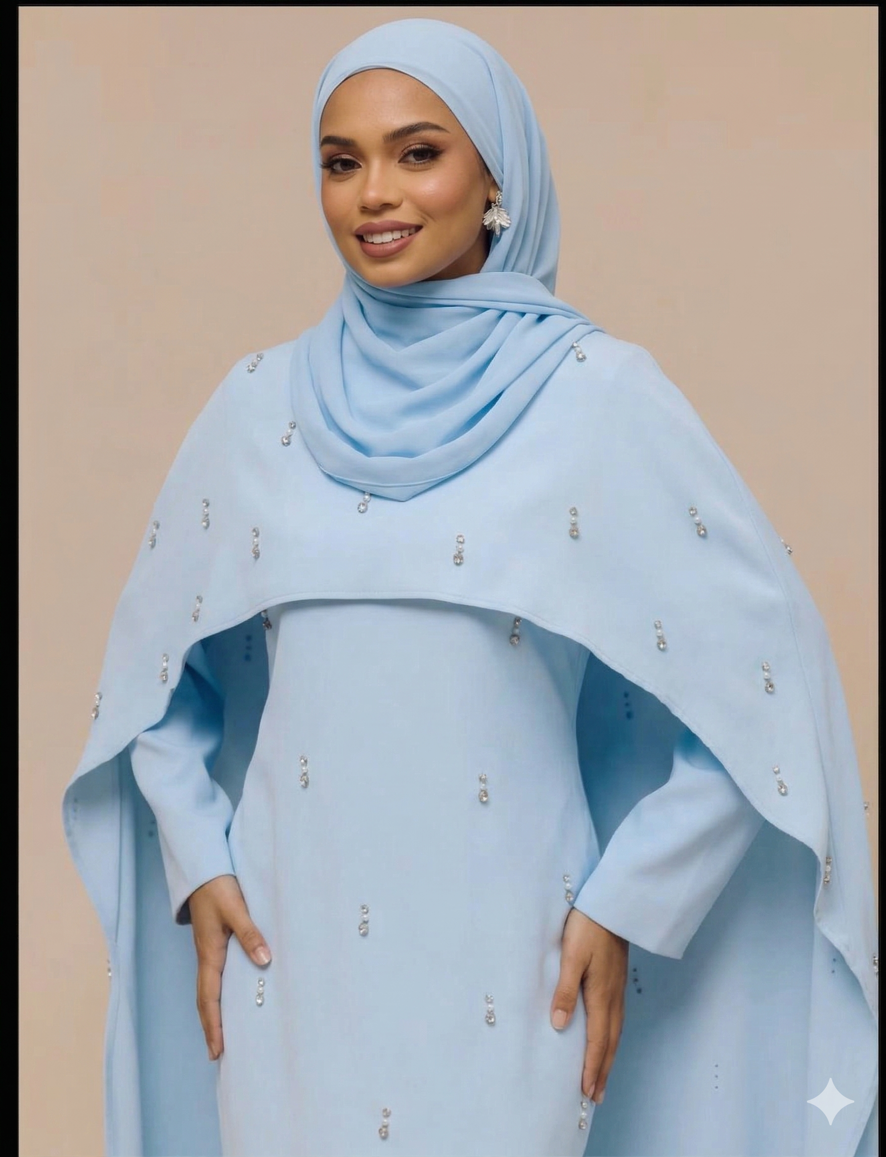 Noor Crystal Cape Abaya-Eid & Ramadan Modest Long Dress (LX30)