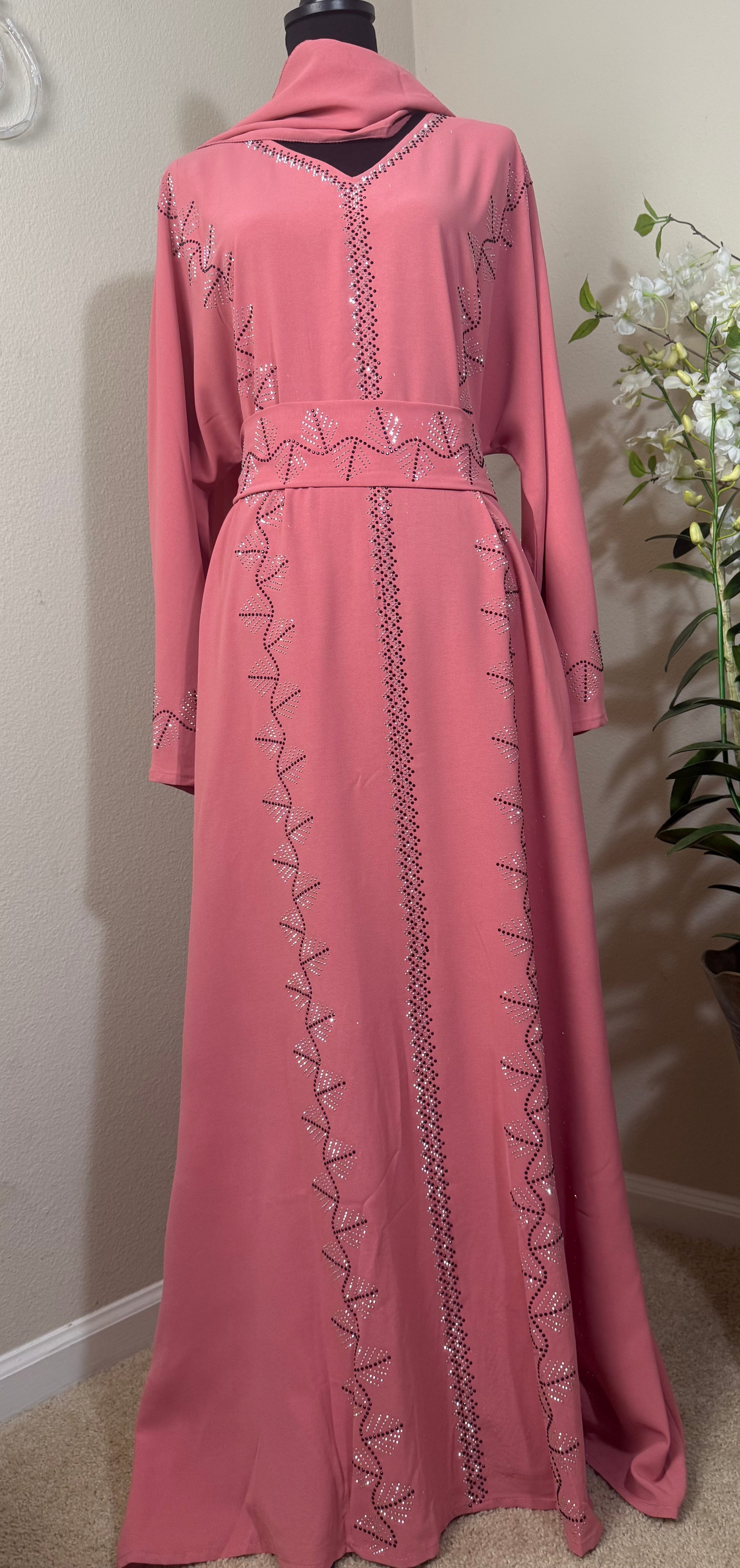 Diamond Serenity Icy Leaves - Eid & Ramadan Modest Long Dress (SPK08)