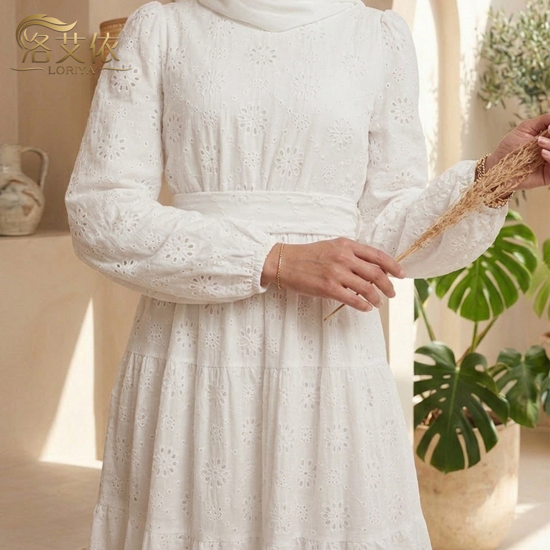 Jasmin Cotton Eyelet Maxi Dress | 100% Cotton