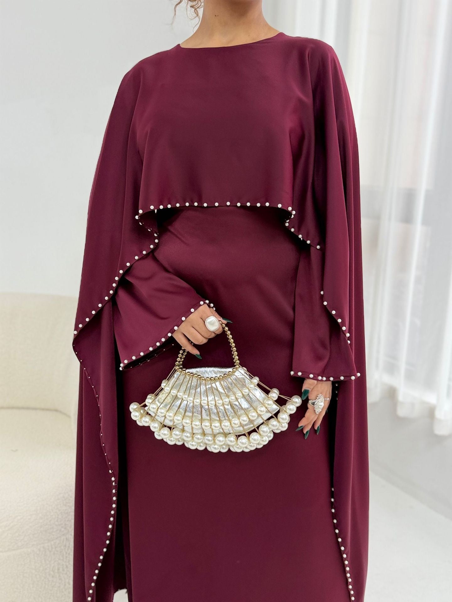 Mira Pearl Cape Abaya Set -Eid & Ramadan Modest Long Dress