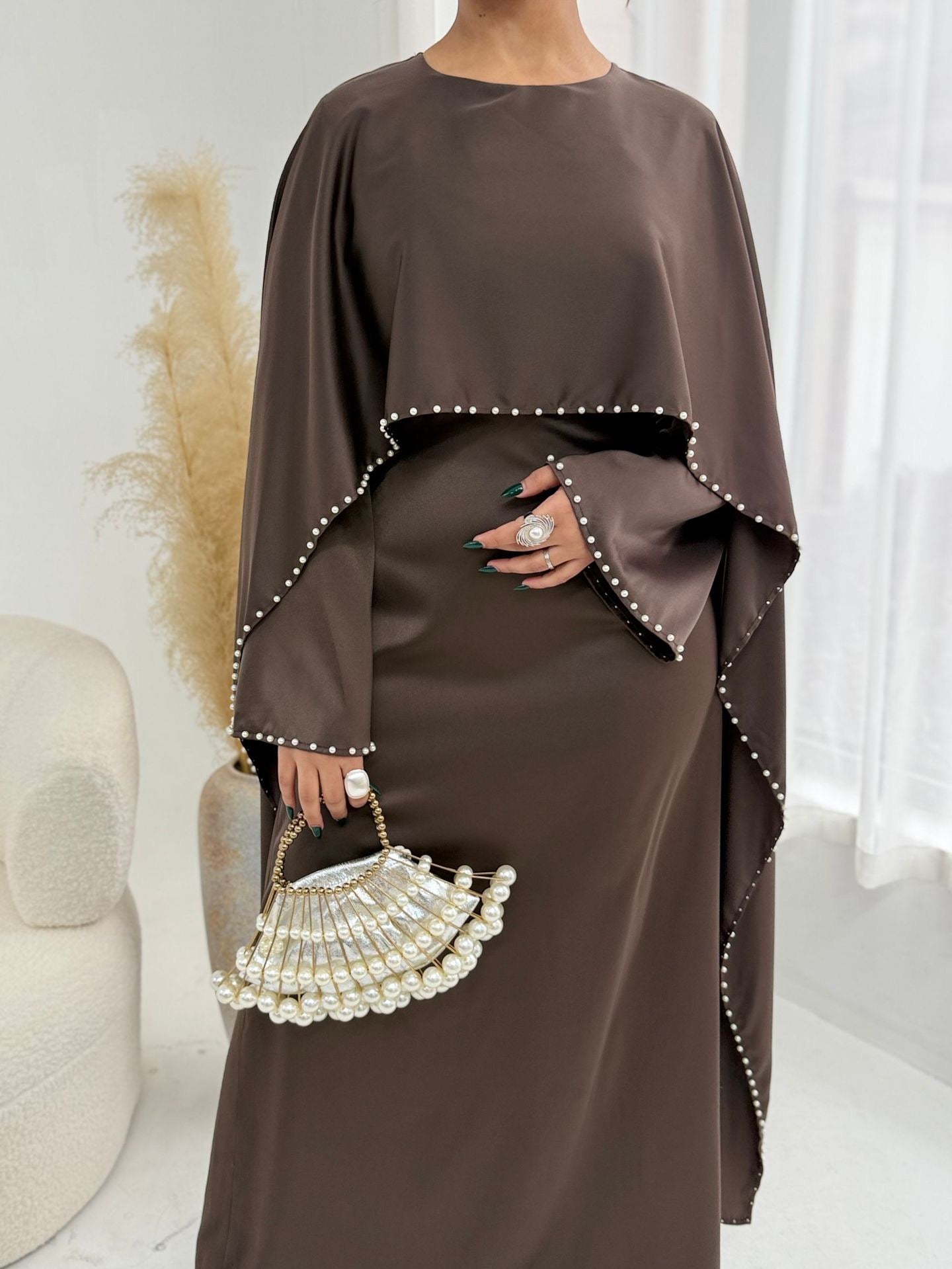 Mira Pearl Cape Abaya Set -Eid & Ramadan Modest Long Dress