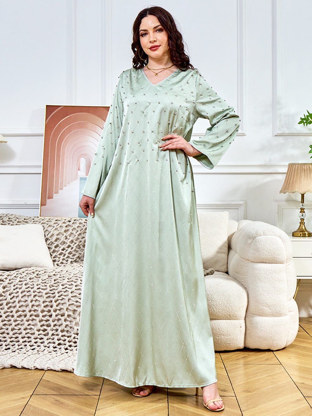 Safiyah Shine Abaya – Eid & Ramadan Modest Long Dress (LX22)