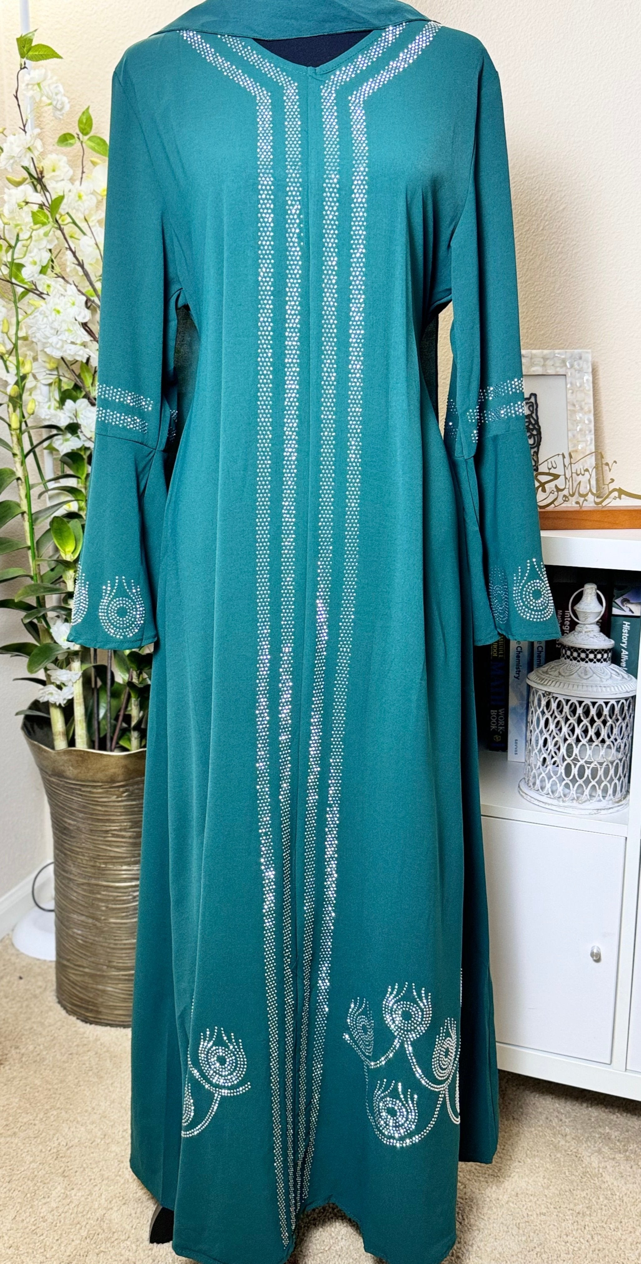 Diamond Serenity Peacock Feather - Eid & Ramadan Modest Long Dress (SPK2)