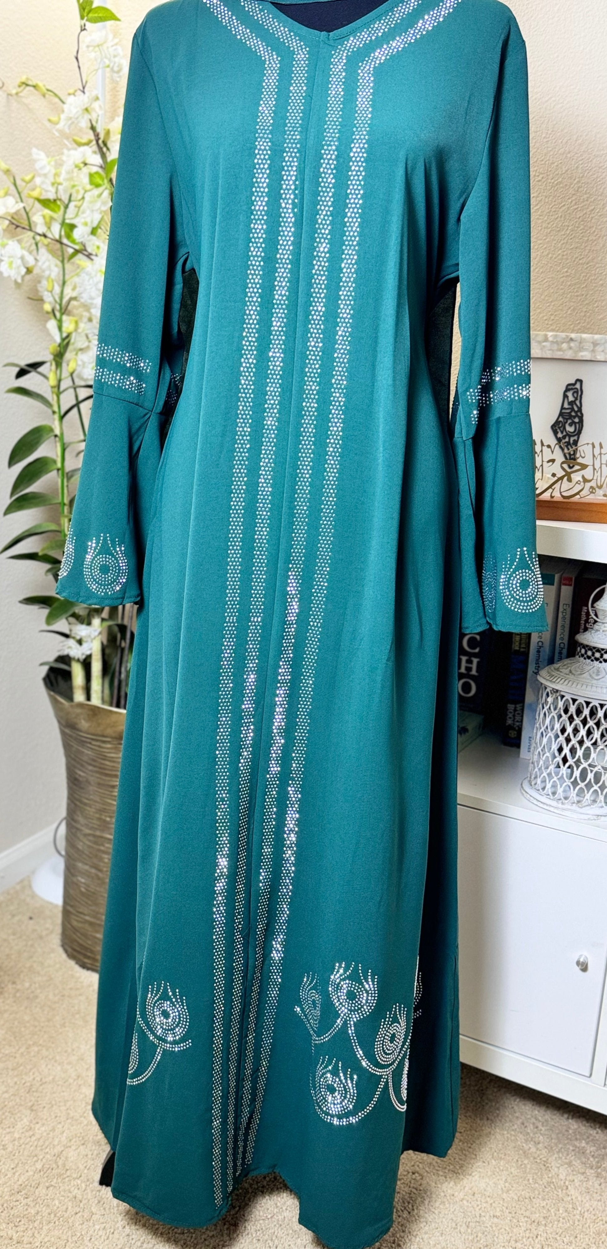 Diamond Serenity Peacock Feather - Eid & Ramadan Modest Long Dress (SPK2)