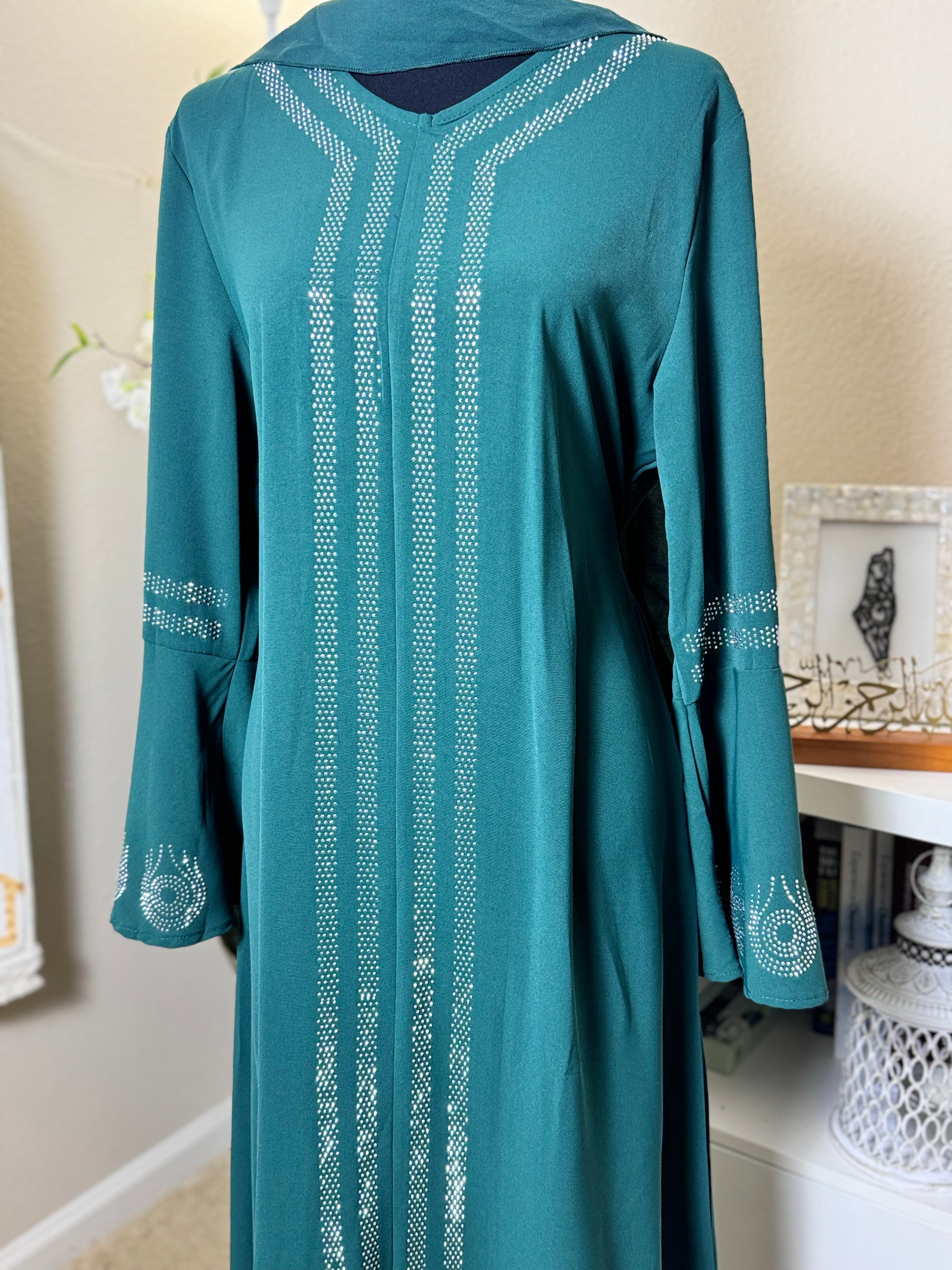 Diamond Serenity Peacock Feather - Eid & Ramadan Modest Long Dress (SPK2)