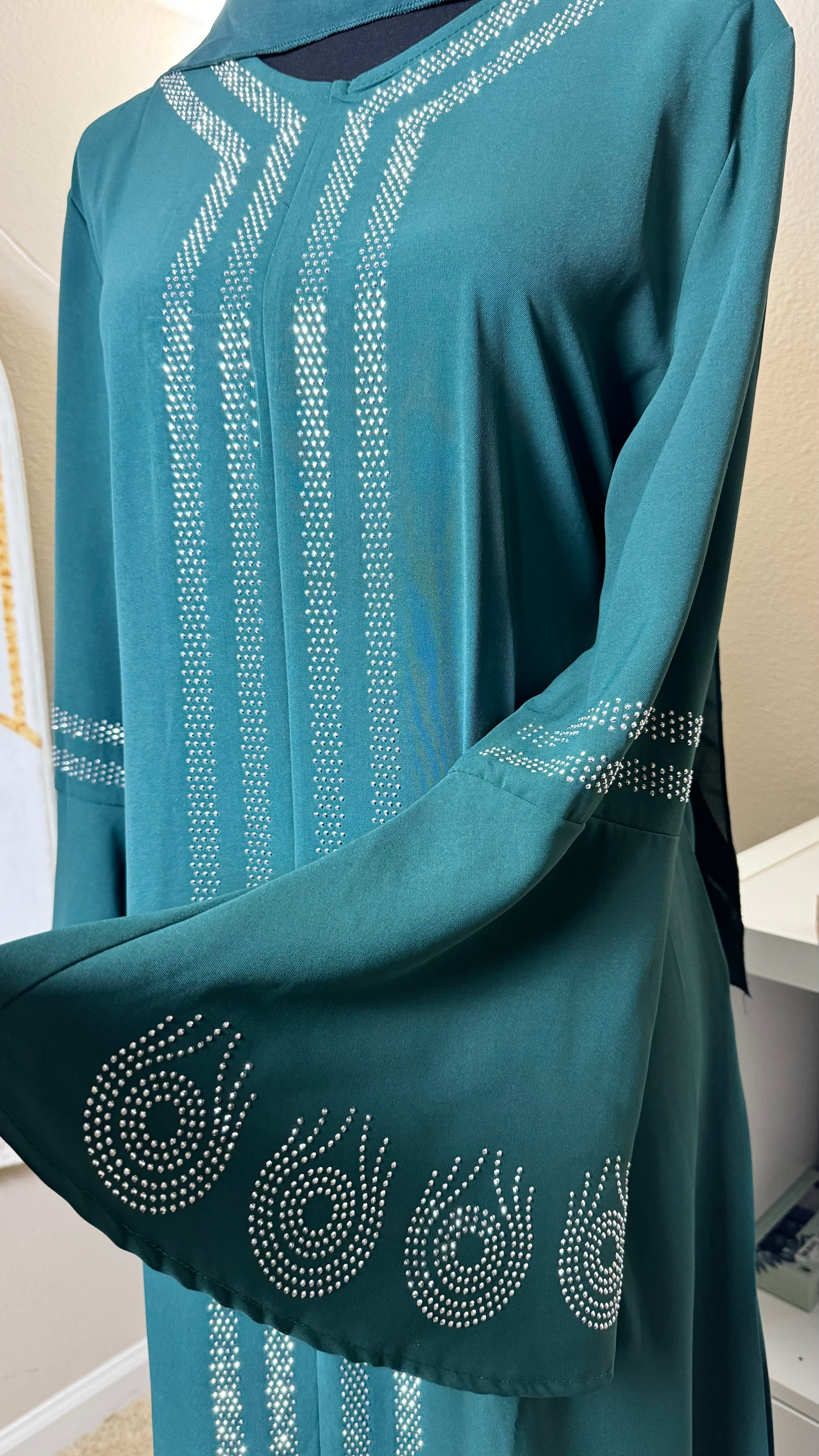 Diamond Serenity Peacock Feather - Eid & Ramadan Modest Long Dress (SPK2)
