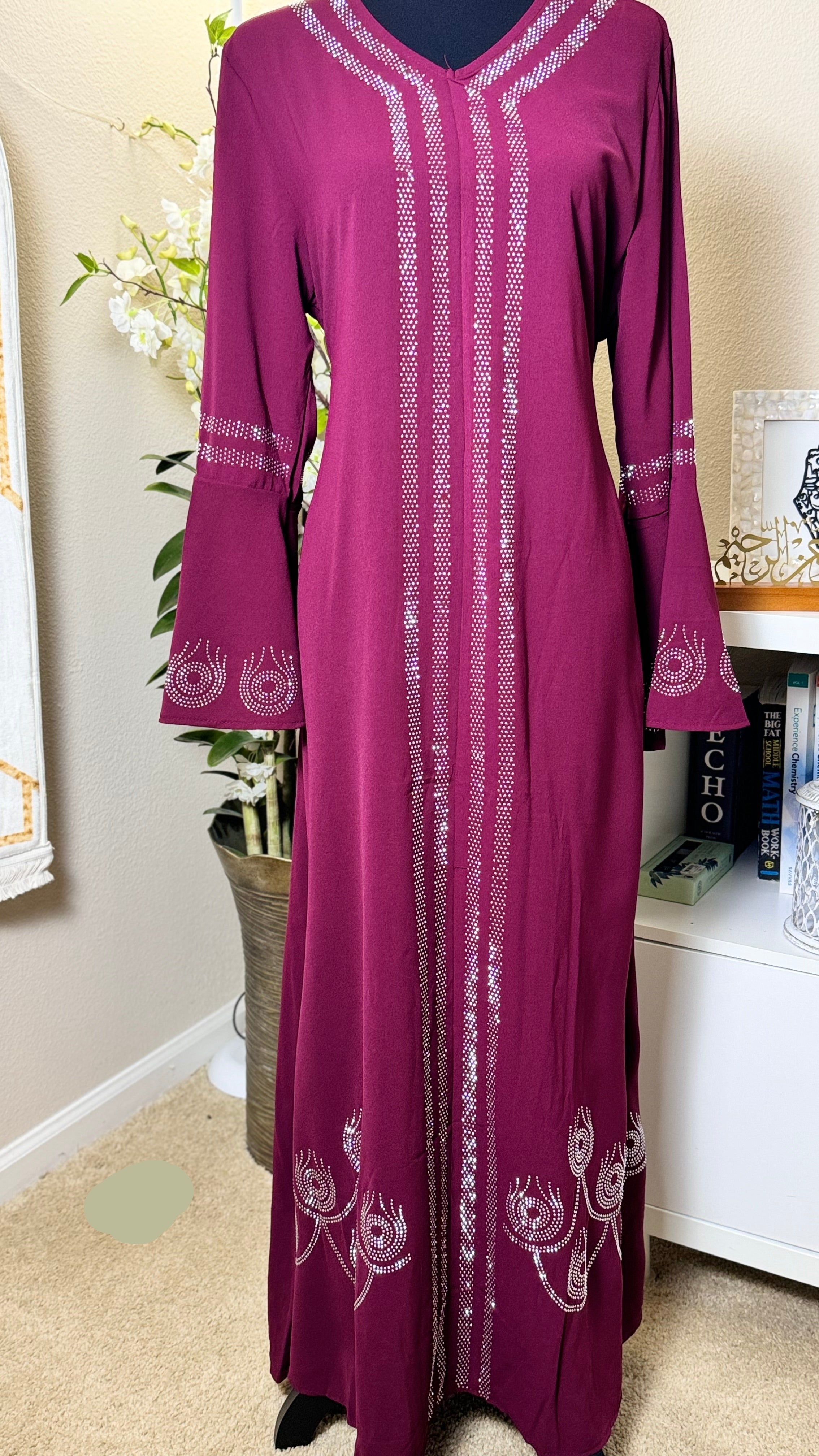 Diamond Serenity Peacock Feather - Eid & Ramadan Modest Long Dress (SPK2)