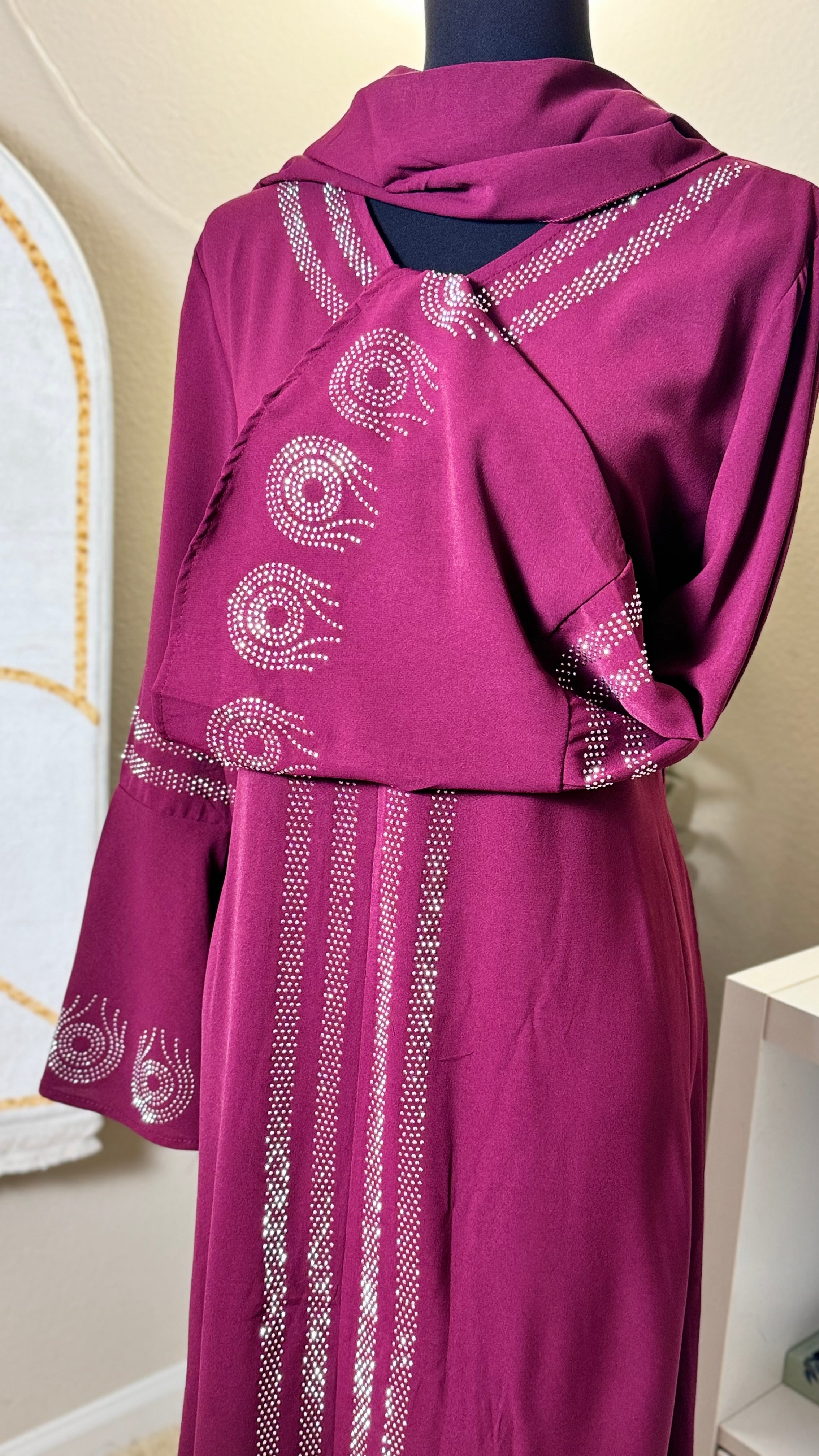 Diamond Serenity Peacock Feather - Eid & Ramadan Modest Long Dress (SPK2)