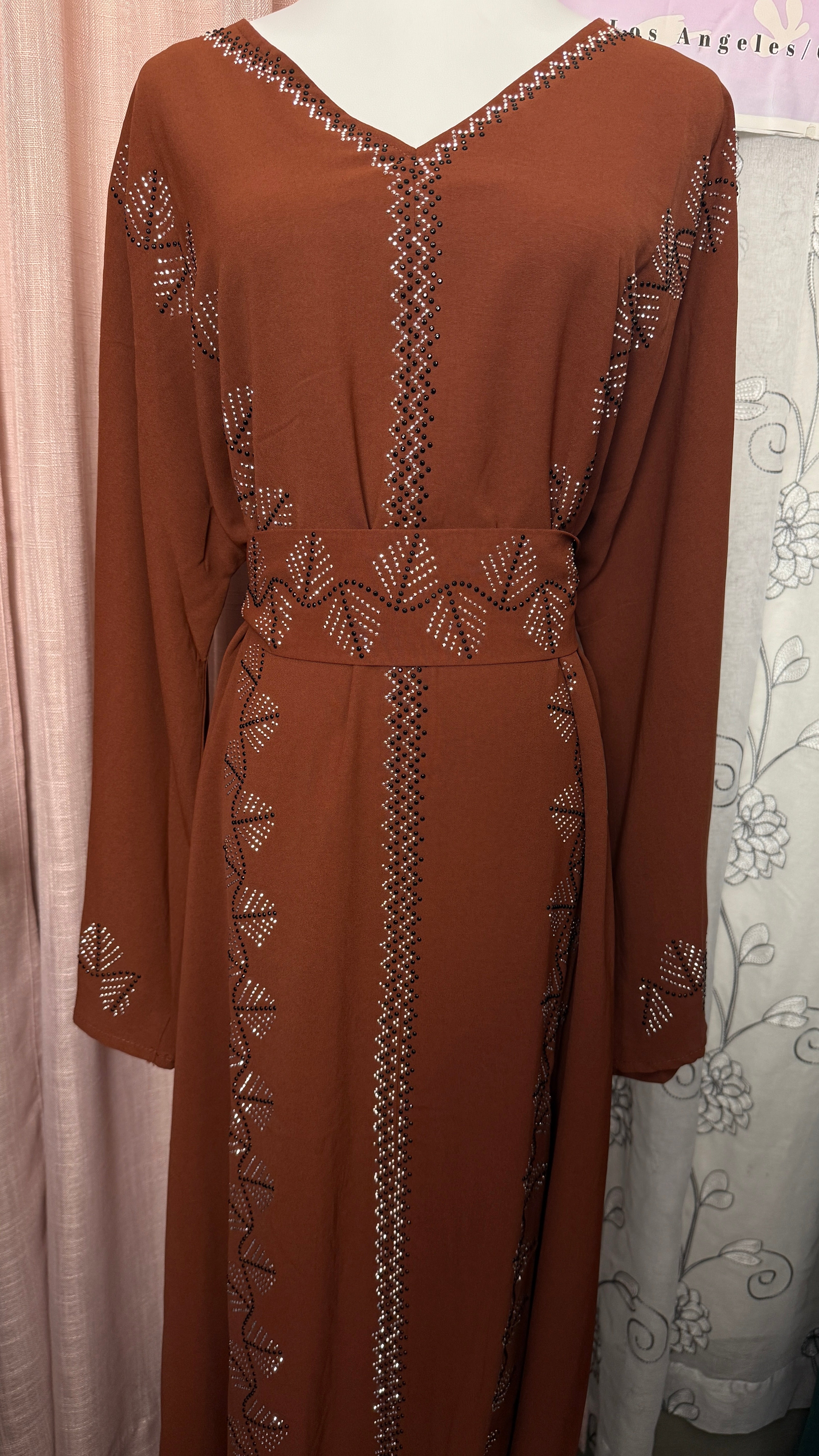 Diamond Serenity Icy Leaves - Eid & Ramadan Modest Long Dress (SPK08)