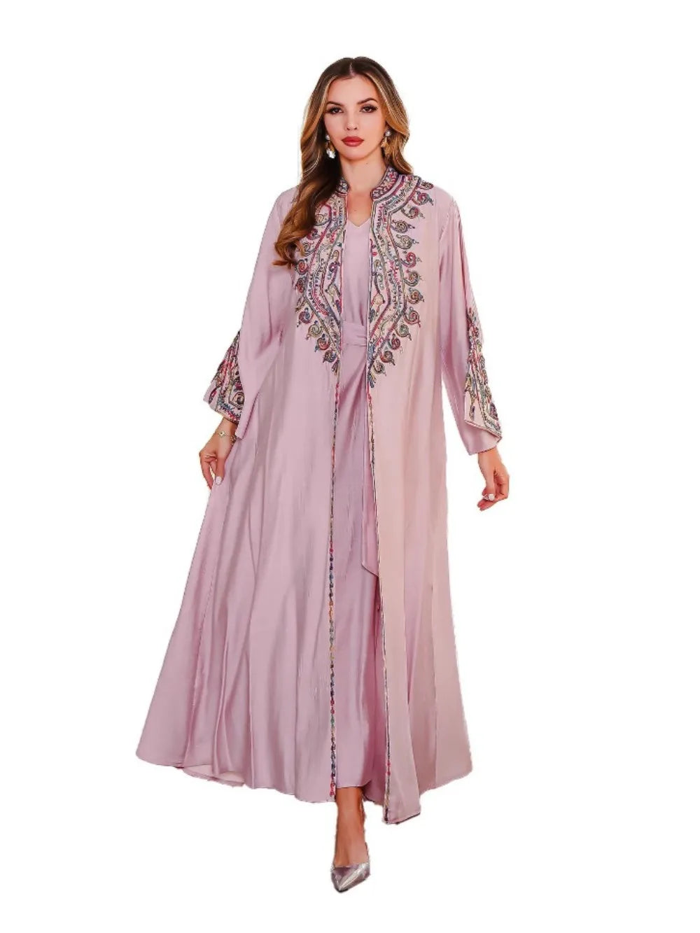 Amira Rose Embroidered Abaya Set - Eid & Ramadan Modest Long Dress (LX31)