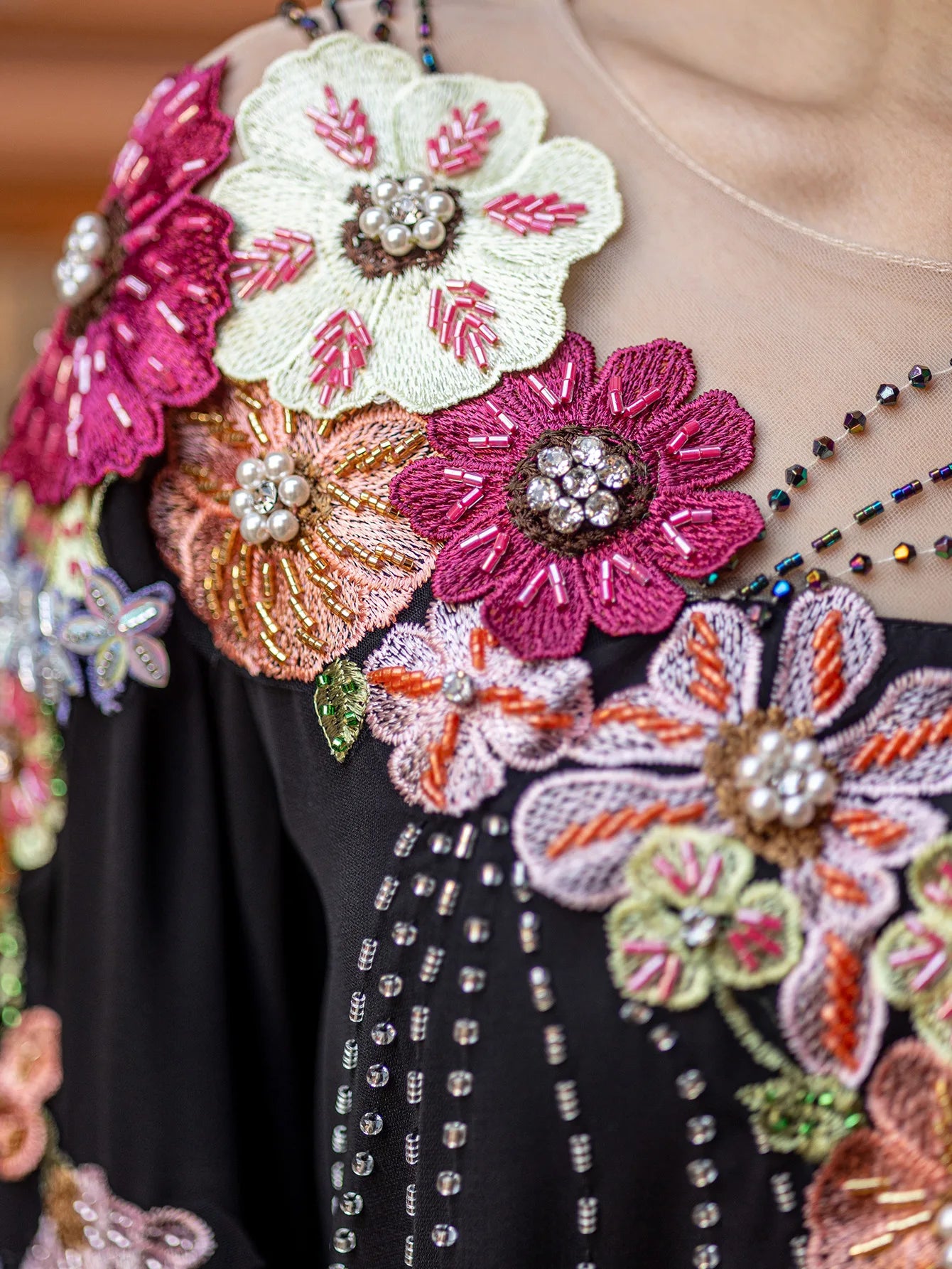 Floral Cascade Evening Abaya – Eid & Ramadan Modest Long Dress (LXF8)