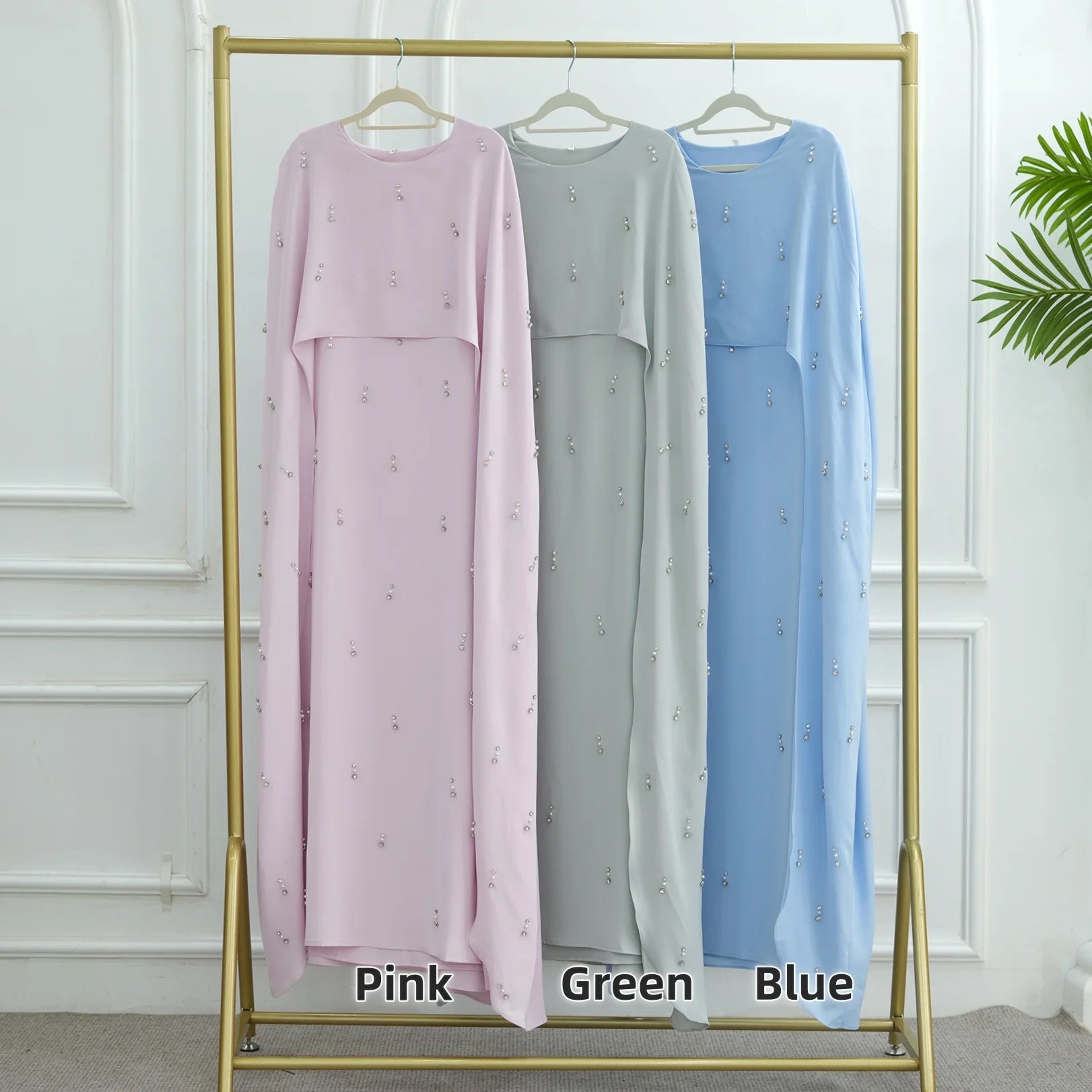 Noor Crystal Cape Abaya-Eid & Ramadan Modest Long Dress (LX30)