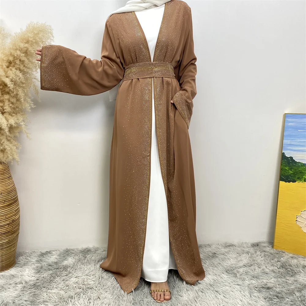 EG23 Eid abaya/ramadan abaya/ Eid dresses Stardust Elegance 3-Piece Abaya Set with Diamond Fade Sleeves