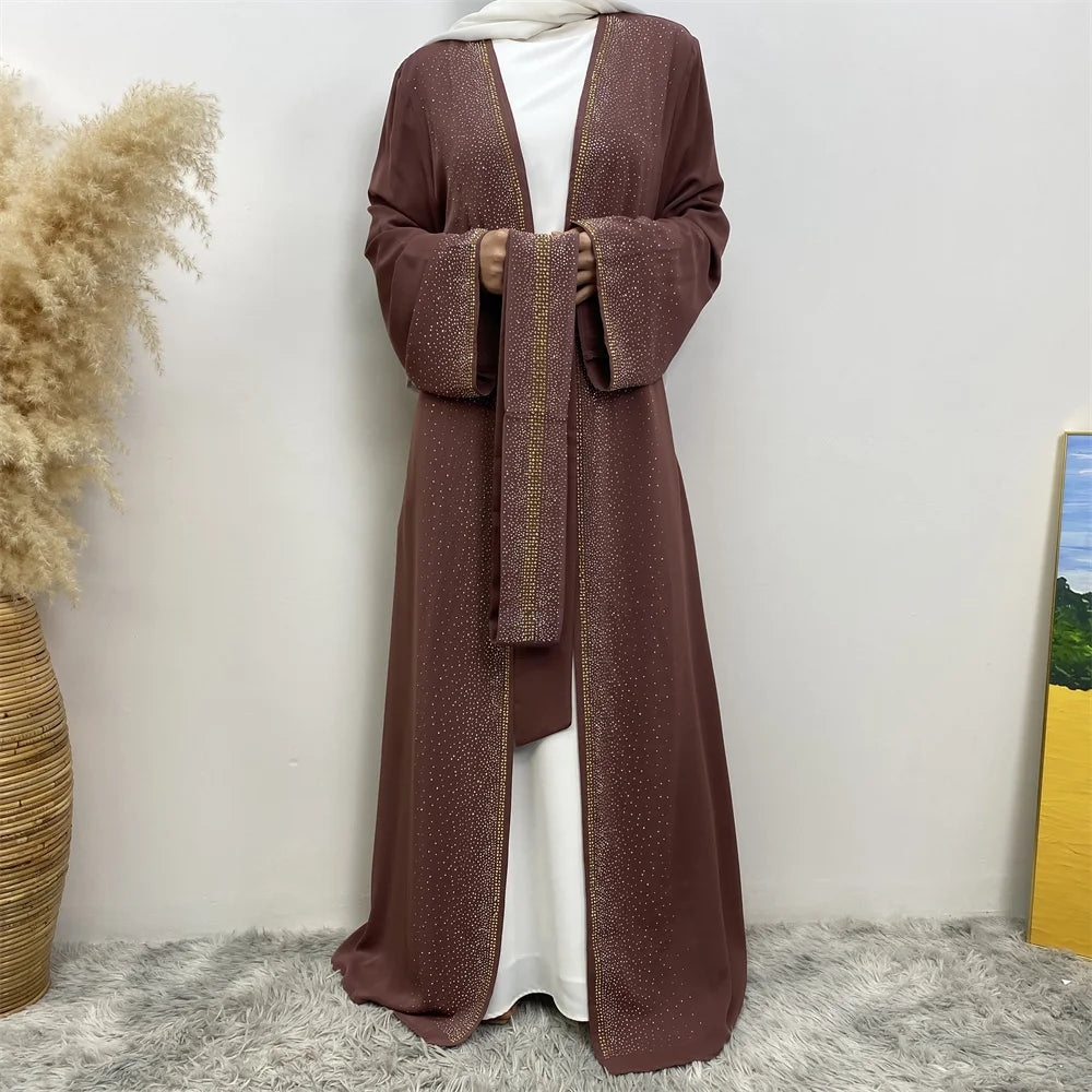 EG23 Eid abaya/ramadan abaya/ Eid dresses Stardust Elegance 3-Piece Abaya Set with Diamond Fade Sleeves