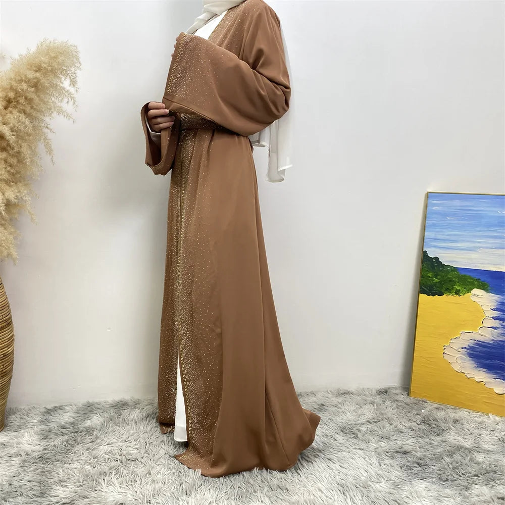 EG23 Eid abaya/ramadan abaya/ Eid dresses Stardust Elegance 3-Piece Abaya Set with Diamond Fade Sleeves