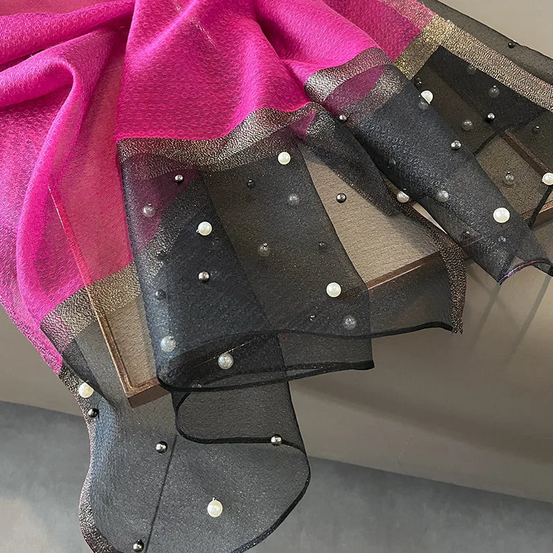 Luxury Elegant Pearl Trim Scarf Collection