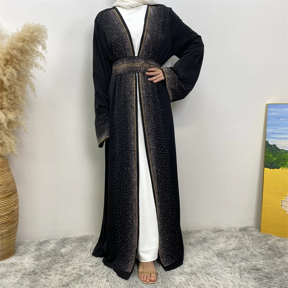 EG23 Eid abaya/ramadan abaya/ Eid dresses Stardust Elegance 3-Piece Abaya Set with Diamond Fade Sleeves