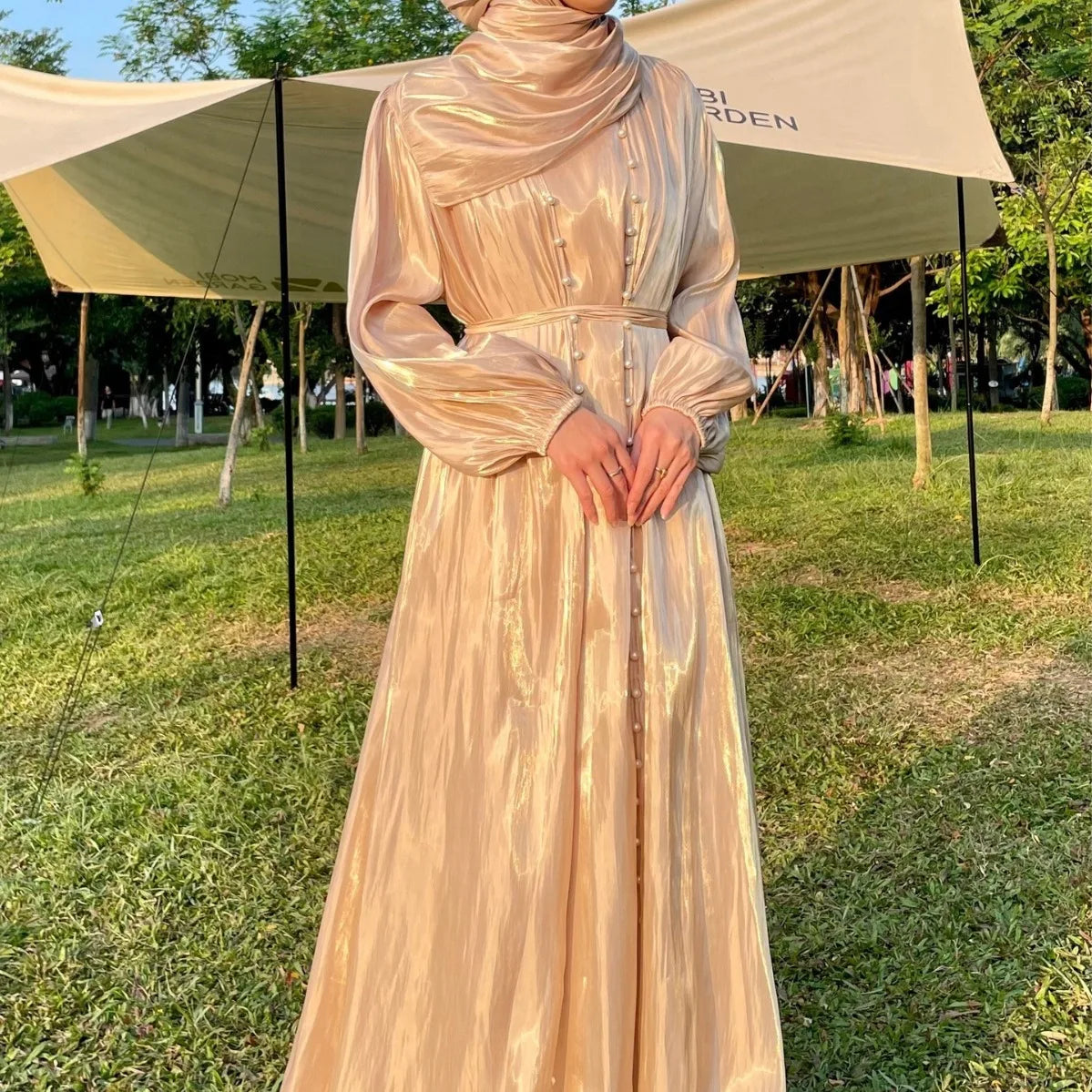 Lantern Sleeve Lux Radiance 5 Piece Abaya - Eid & Ramadan Modest Long Dress (LX05)