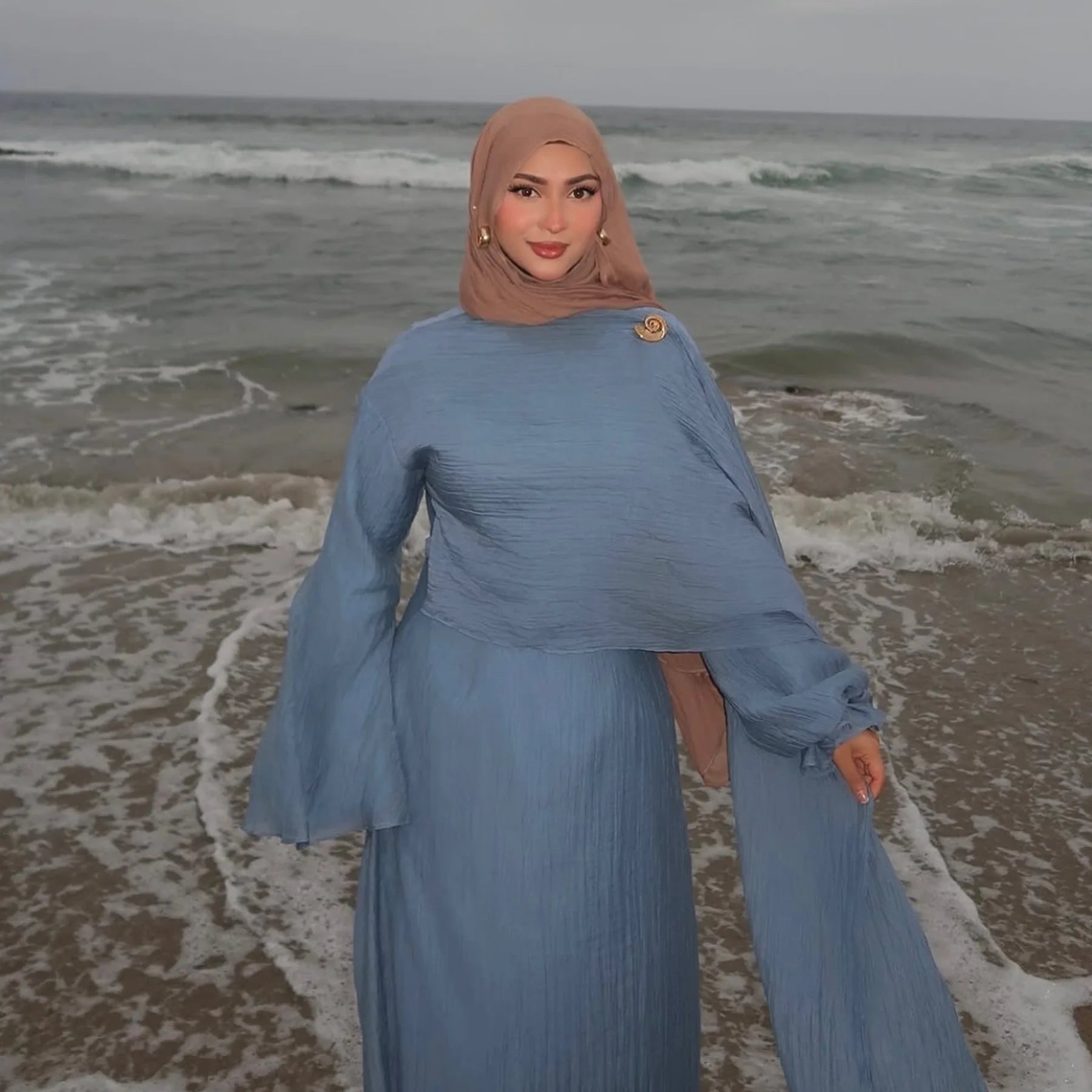 Lina Textured Abaya – Eid & Ramadan Modest Long Dress (LXL8)