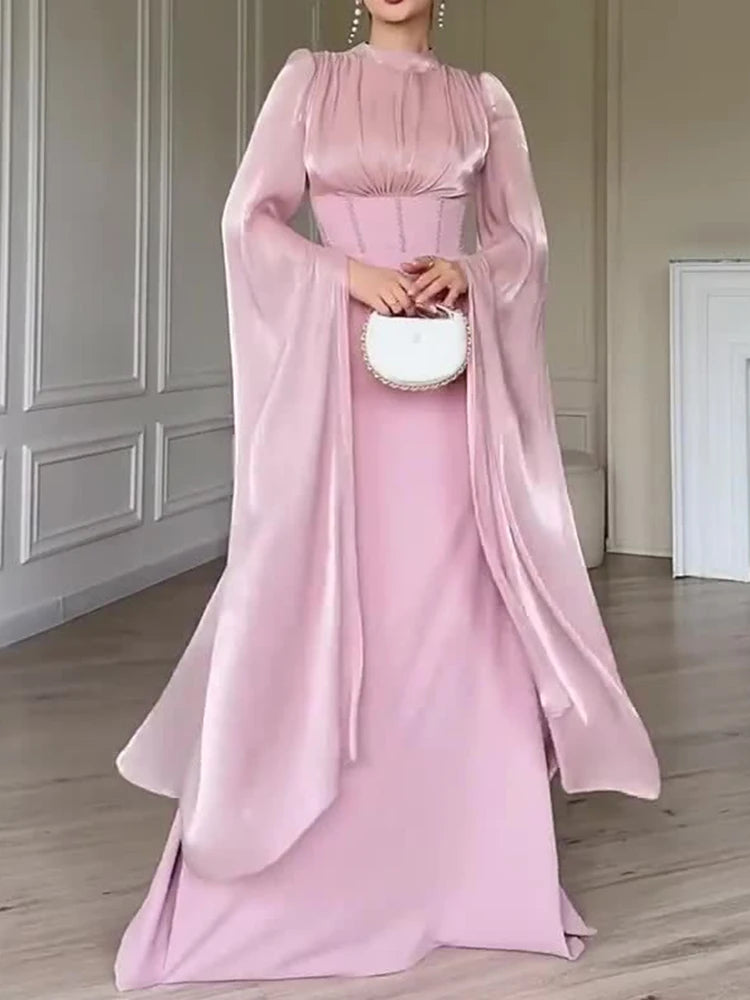 Blush Couture Cape Abaya Dress – Eid & Ramadan Modest Long Dress (LXB8)