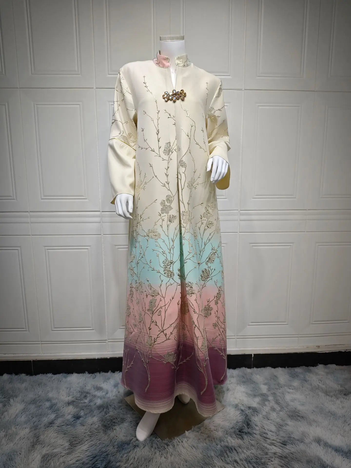 Korean Royal Bloom Abaya - Eid & Ramadan Modest Long Dress (K1)