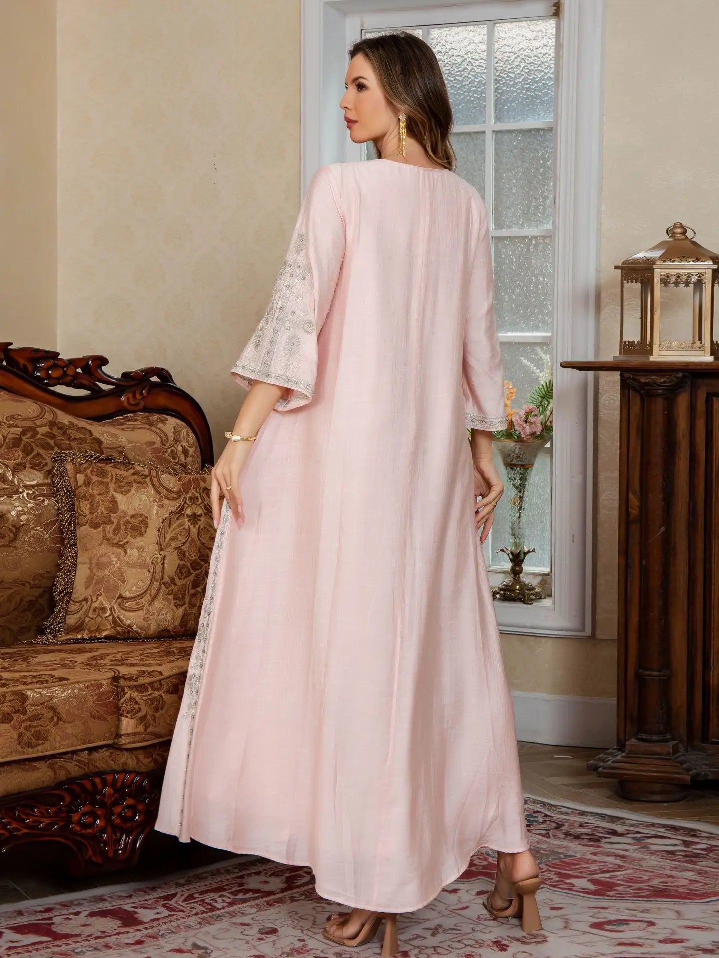 Dandelion Glow Embroidered Abaya– Eid & Ramadan Modest Long Dress (LX24)