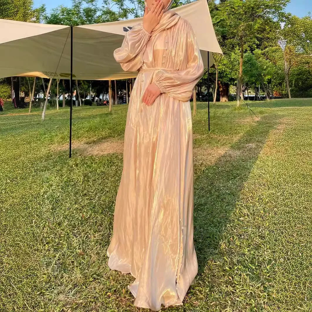 Elegant Lantern Sleeve 5-Piece Abaya for Muslim Women | Beaded Evening Abaya USA