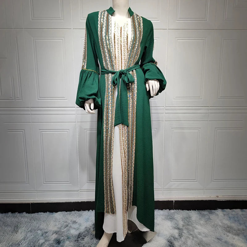 Royal Elegance Sequin Embroidered Abaya – Eid & Ramadan Modest Long Dress (LX14)