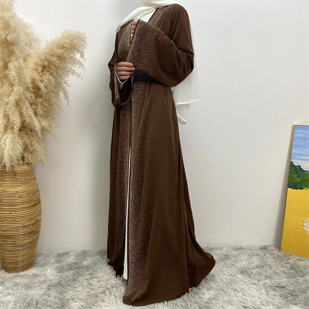 EG23 Eid abaya/ramadan abaya/ Eid dresses Stardust Elegance 3-Piece Abaya Set with Diamond Fade Sleeves