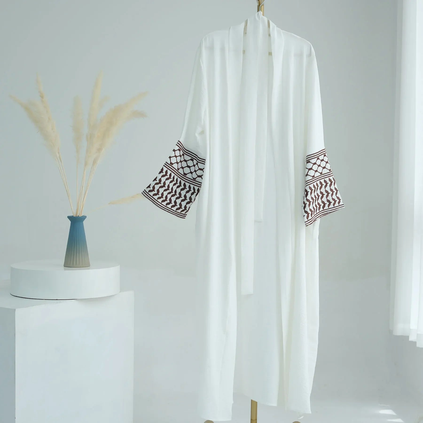 Palestinian Style Embroidered Elegance Open Abaya - Daily and Ramadan Modest Long Dress (D1)