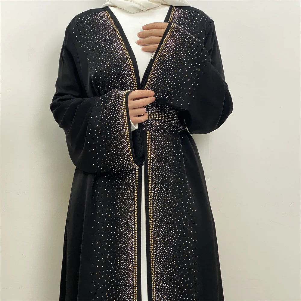 EG23 Eid abaya/ramadan abaya/ Eid dresses Stardust Elegance 3-Piece Abaya Set with Diamond Fade Sleeves