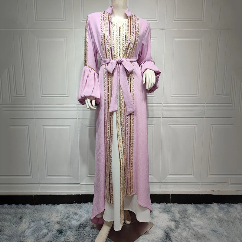 Royal Elegance Sequin Embroidered Abaya – Eid & Ramadan Modest Long Dress (LX14)