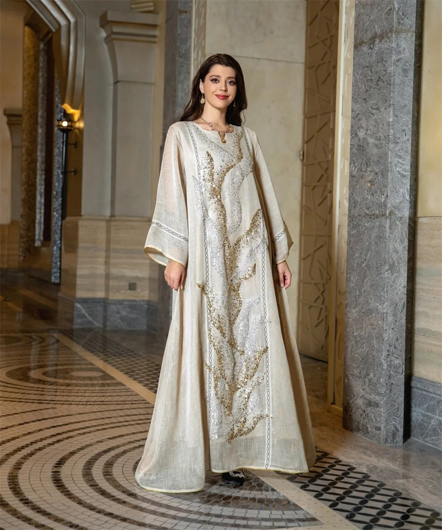 LX08 Eid abaya/ramadan abaya/ Eid dresses Dubai Luxury Evening Dress with Sequins Embroidery