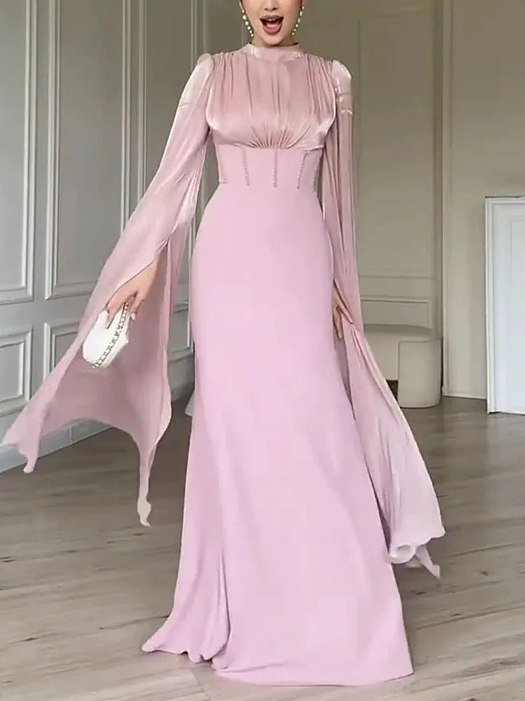 Blush Couture Cape Abaya Dress – Eid & Ramadan Modest Long Dress (LXB8)