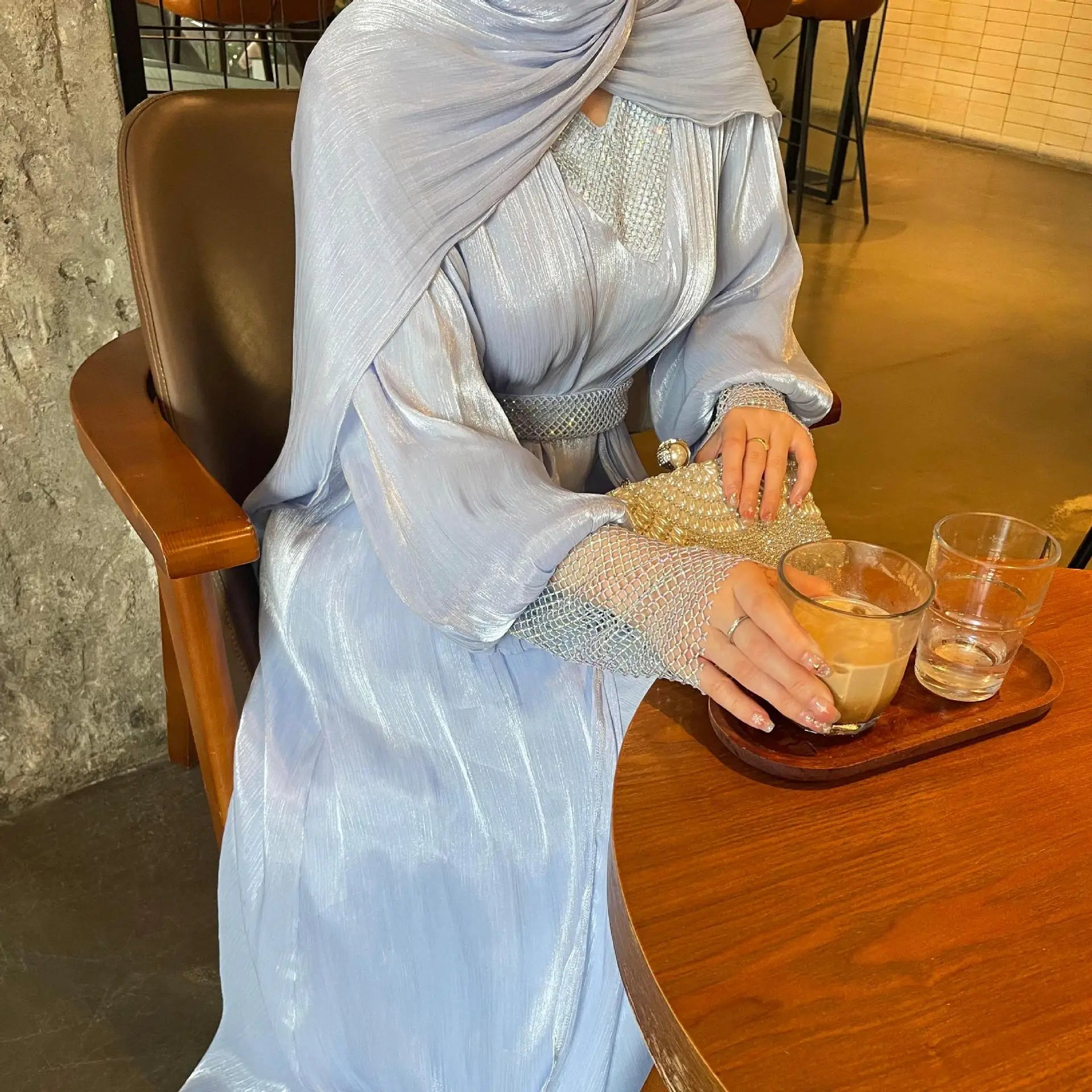 Shimmering Evening Abaya – Eid & Ramadan Modest Long Dress (LX02)