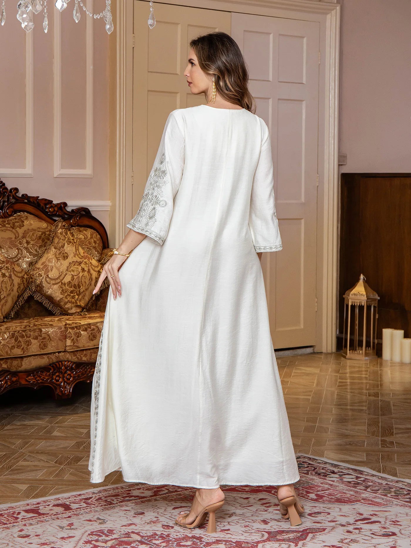 Dandelion Glow Embroidered Abaya– Eid & Ramadan Modest Long Dress (LX24)